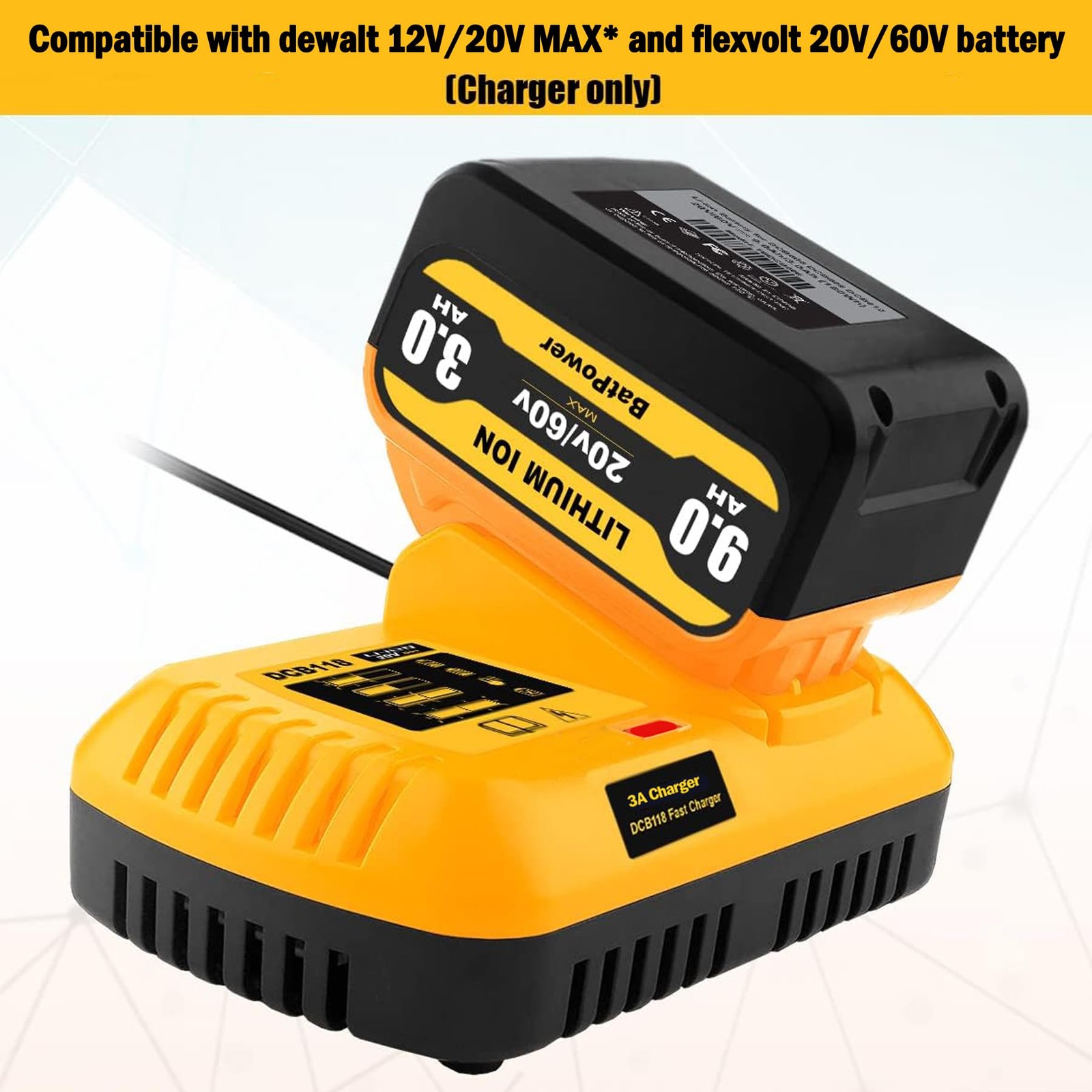 Simple Plus+ Dcb118 Replace For Dewalt Charger 20V/60V Rapid Battery Charger