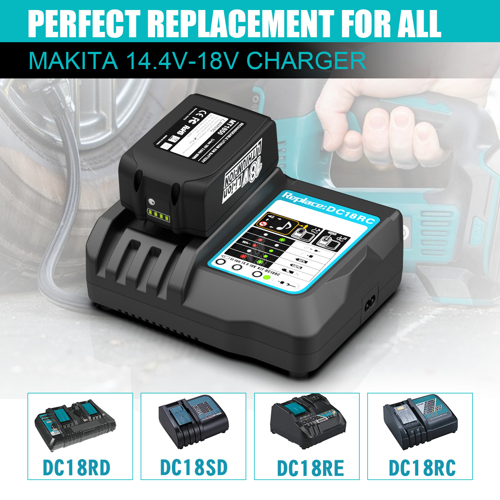 3A DC18RC 14.4V-18V Fast Charger for Makita DC18RA DC18SD Battery BL1860 BL1840