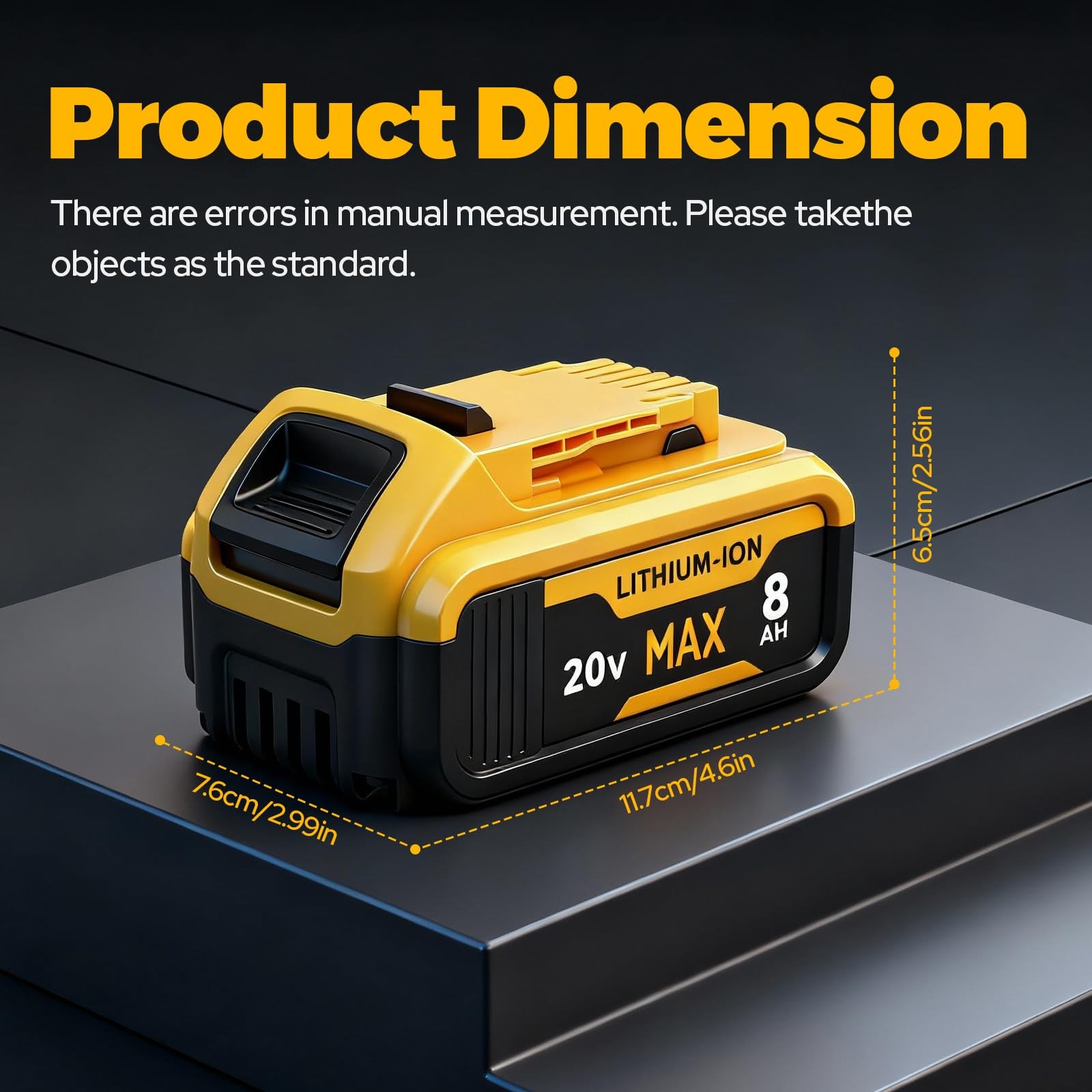 Quasyrealim 2-Pack 8000Mah High Capacity Battery Compatible Dewalt 20V Max