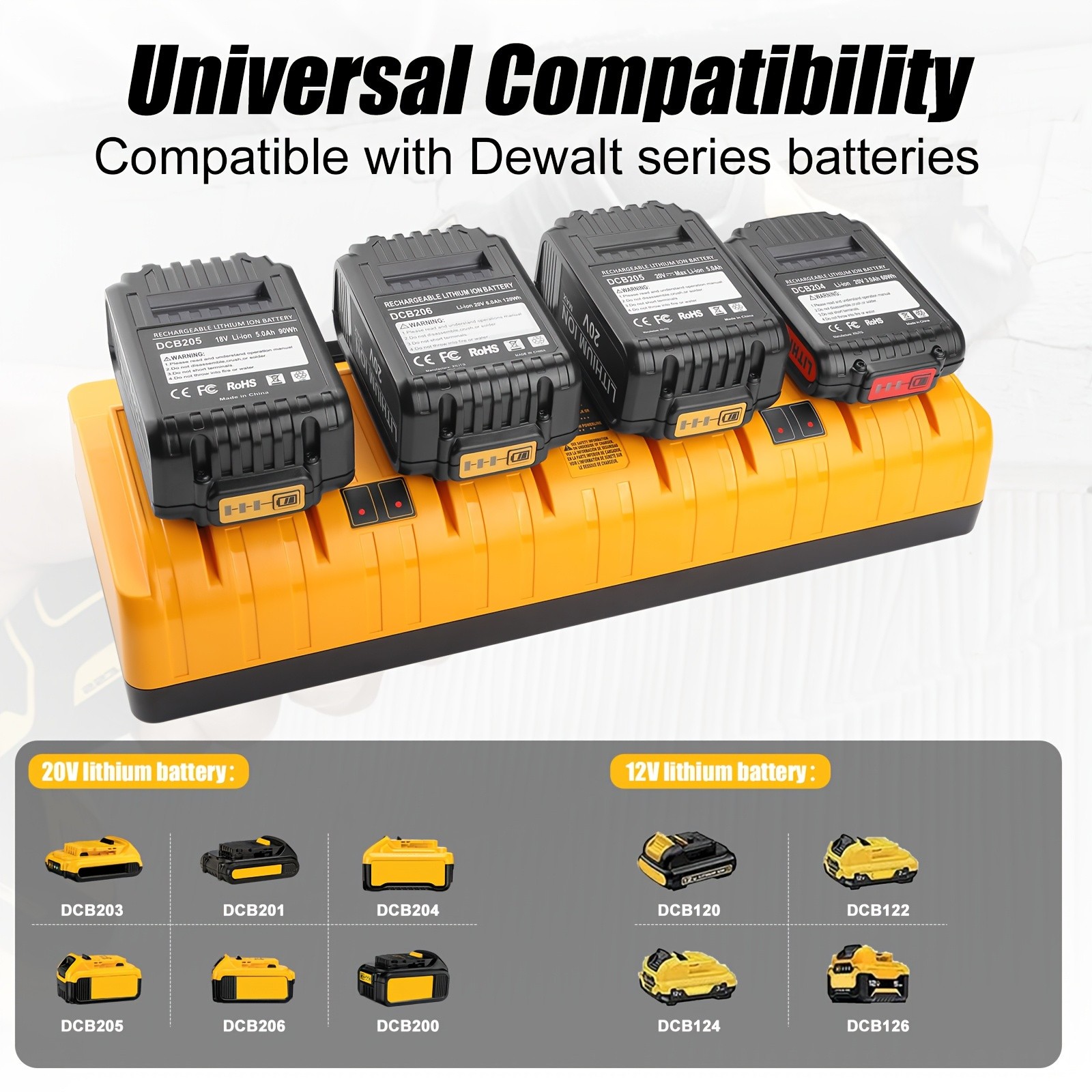 DCB104 Charger for Dewalt 20V Max Battery 4-Port Fast Charging Station