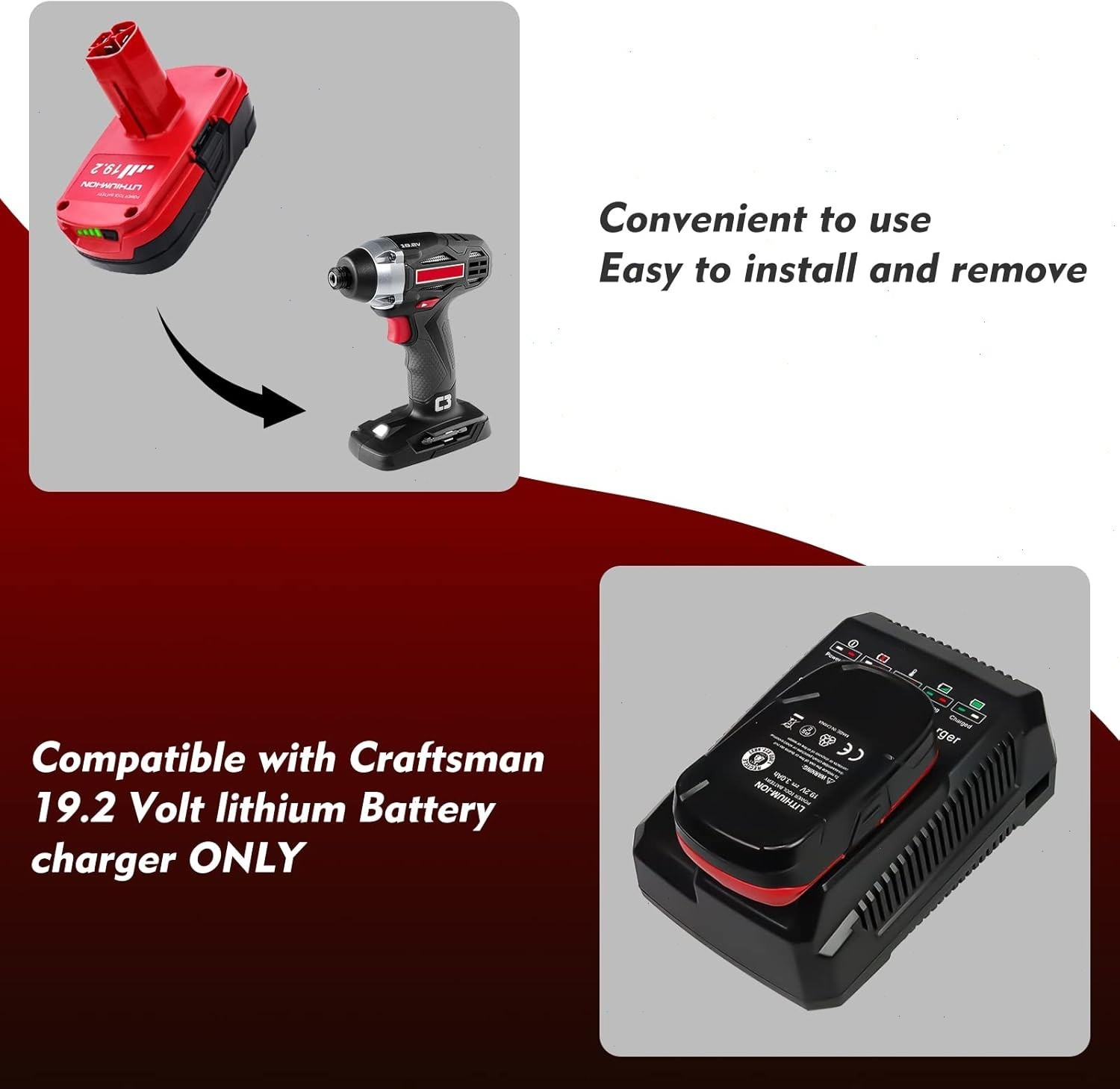 2/4Packs 4.0Ah Lithium-ion Battery for Craftsman C3 19.2V Battery 11375 11570