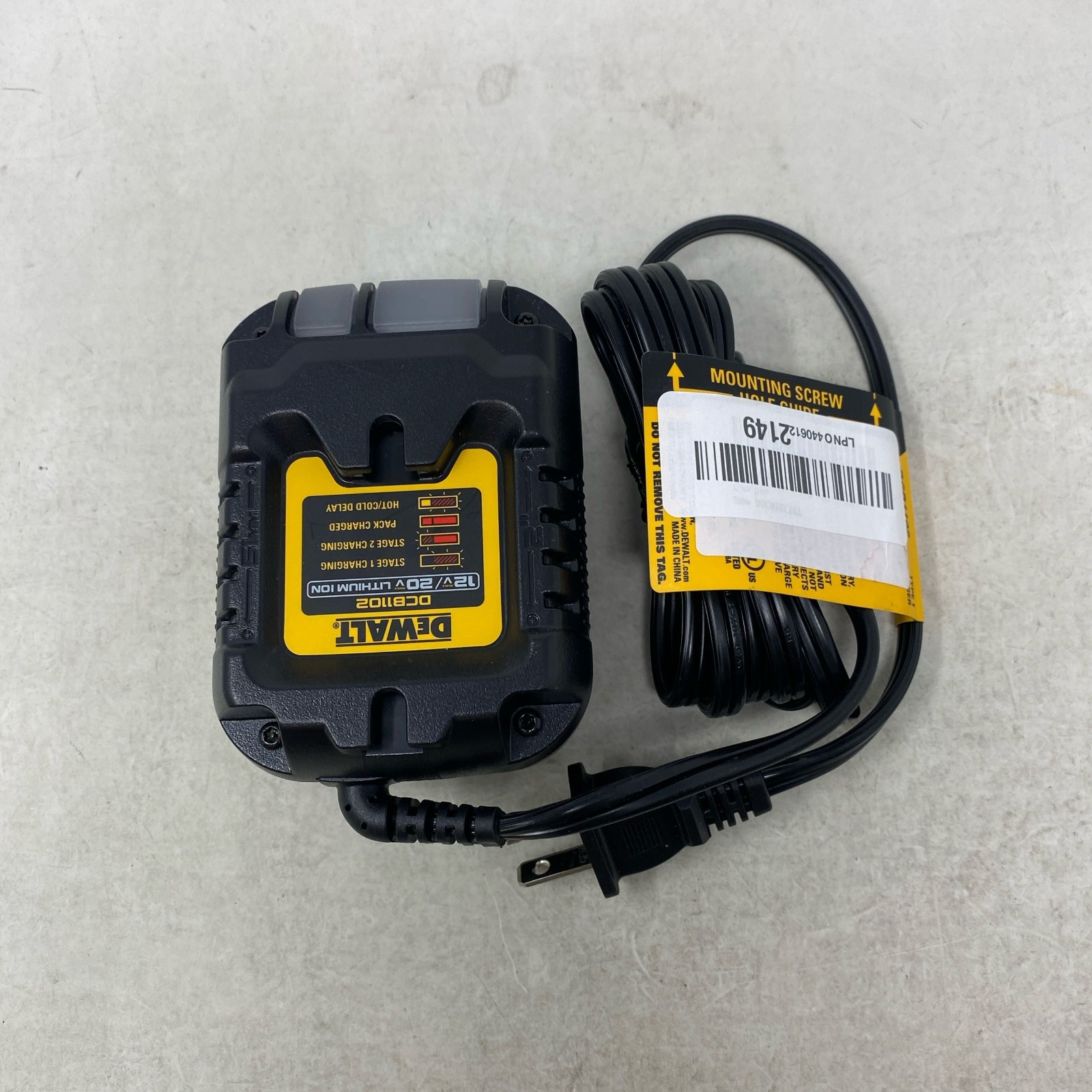 DEWALT DCB1102 12V/20V 2A Multi-Volt Charger, Black/Yellow