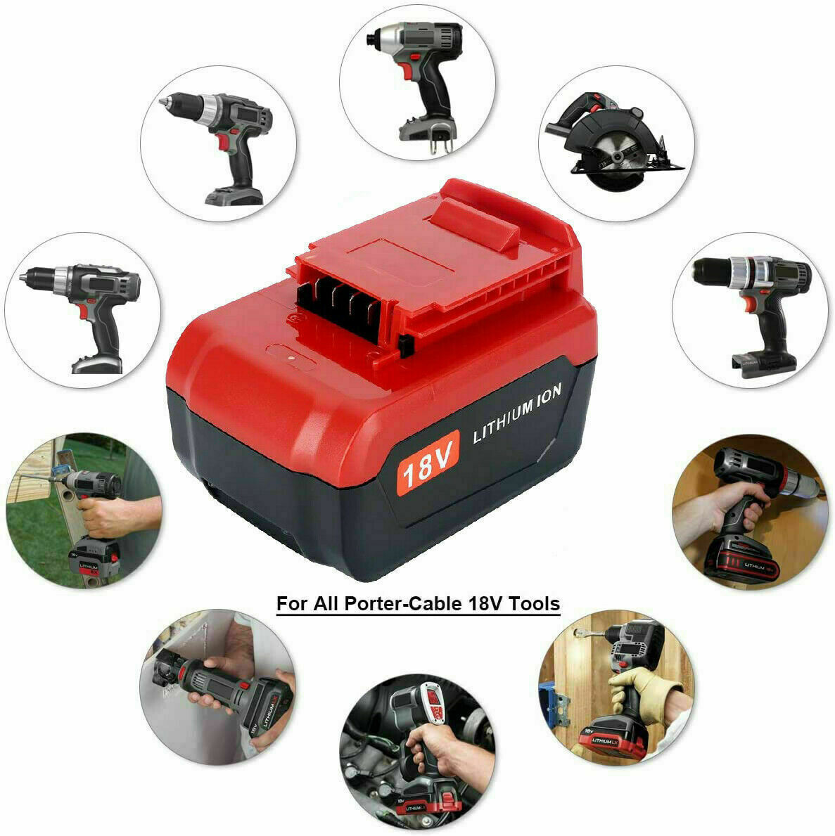 2Pack 18 Volt 8.0Ah Battery for Porter Cable 18V PC18BLX PC18BL OR Charger