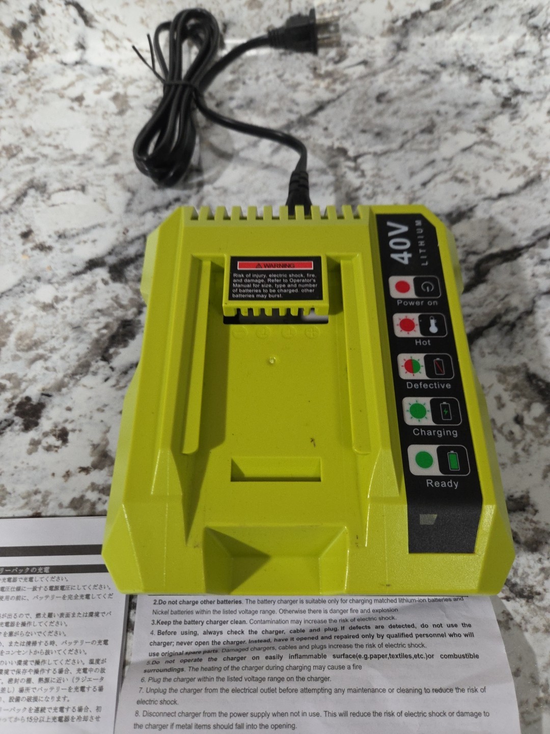 OP401 Rapid Charger for Ryobi 40V 4.0Ah OP40404 OP4040 Battery Charger