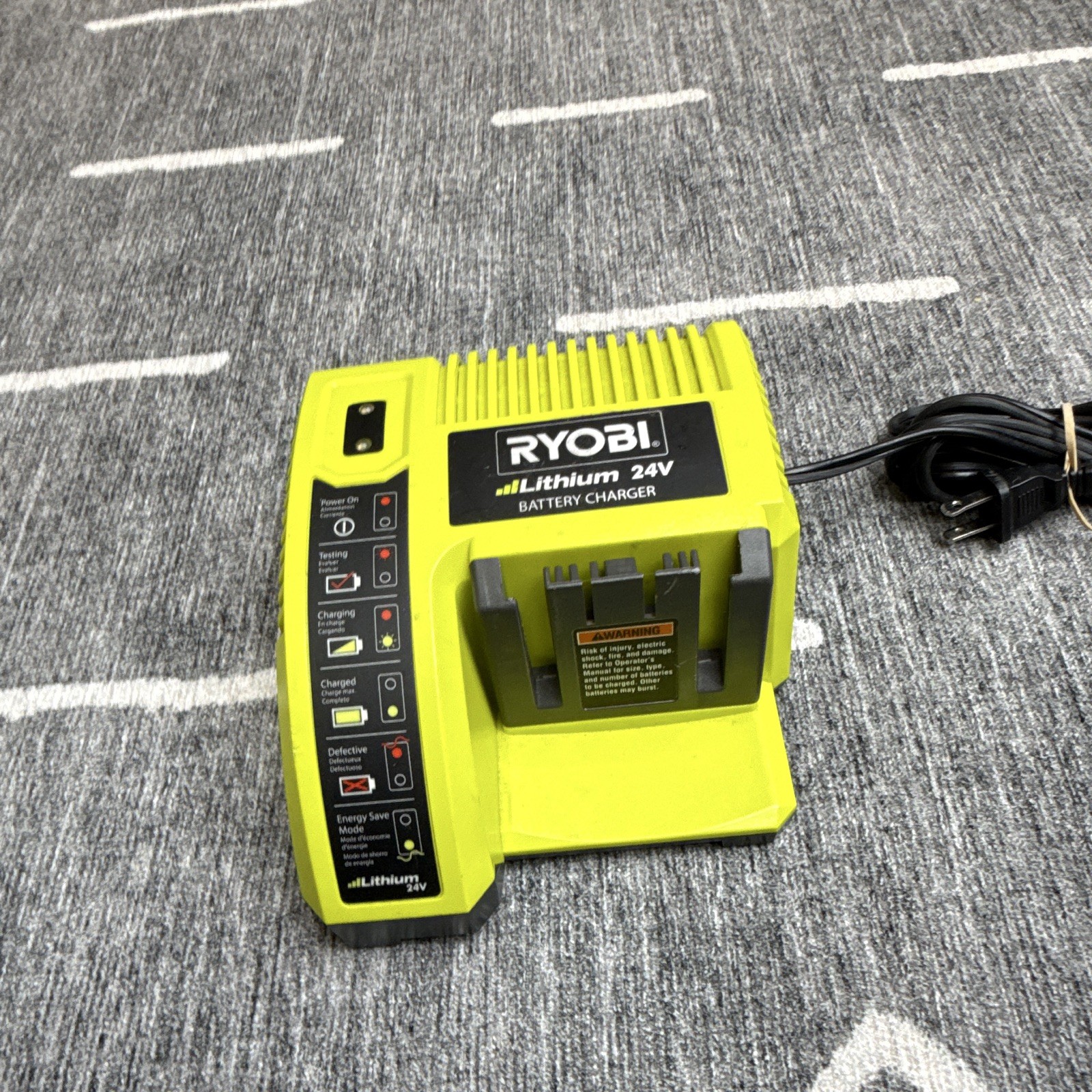 Ryobi OP140 24V Lithium Corded Battery Charger, Single Battery Slot, Green