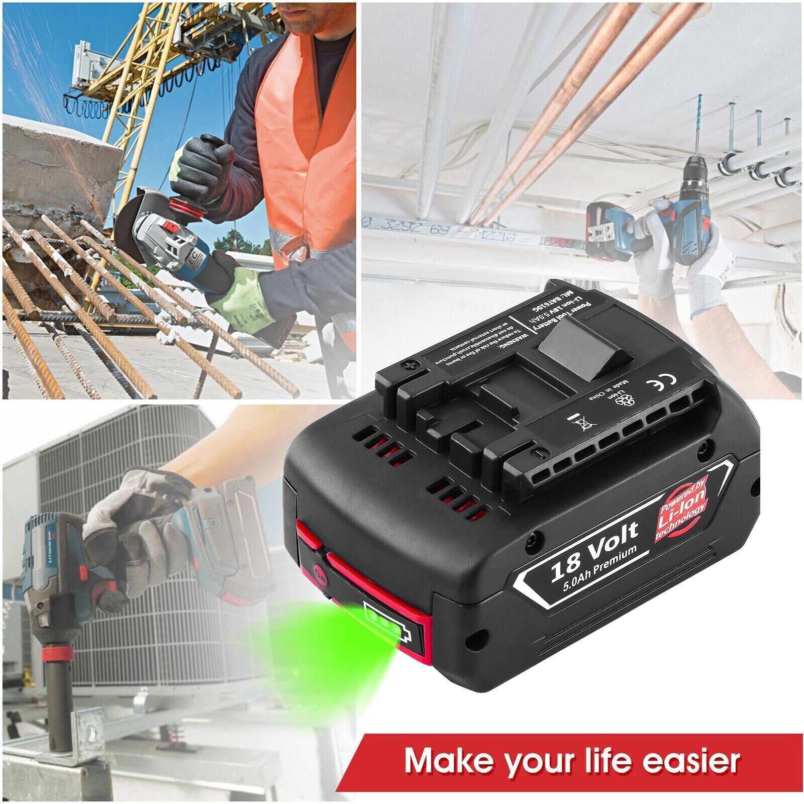 BAT609 For BOSCH 18V High Performance BAT618 Battery CORE 18 Volt 5.0 Ah Li-ion