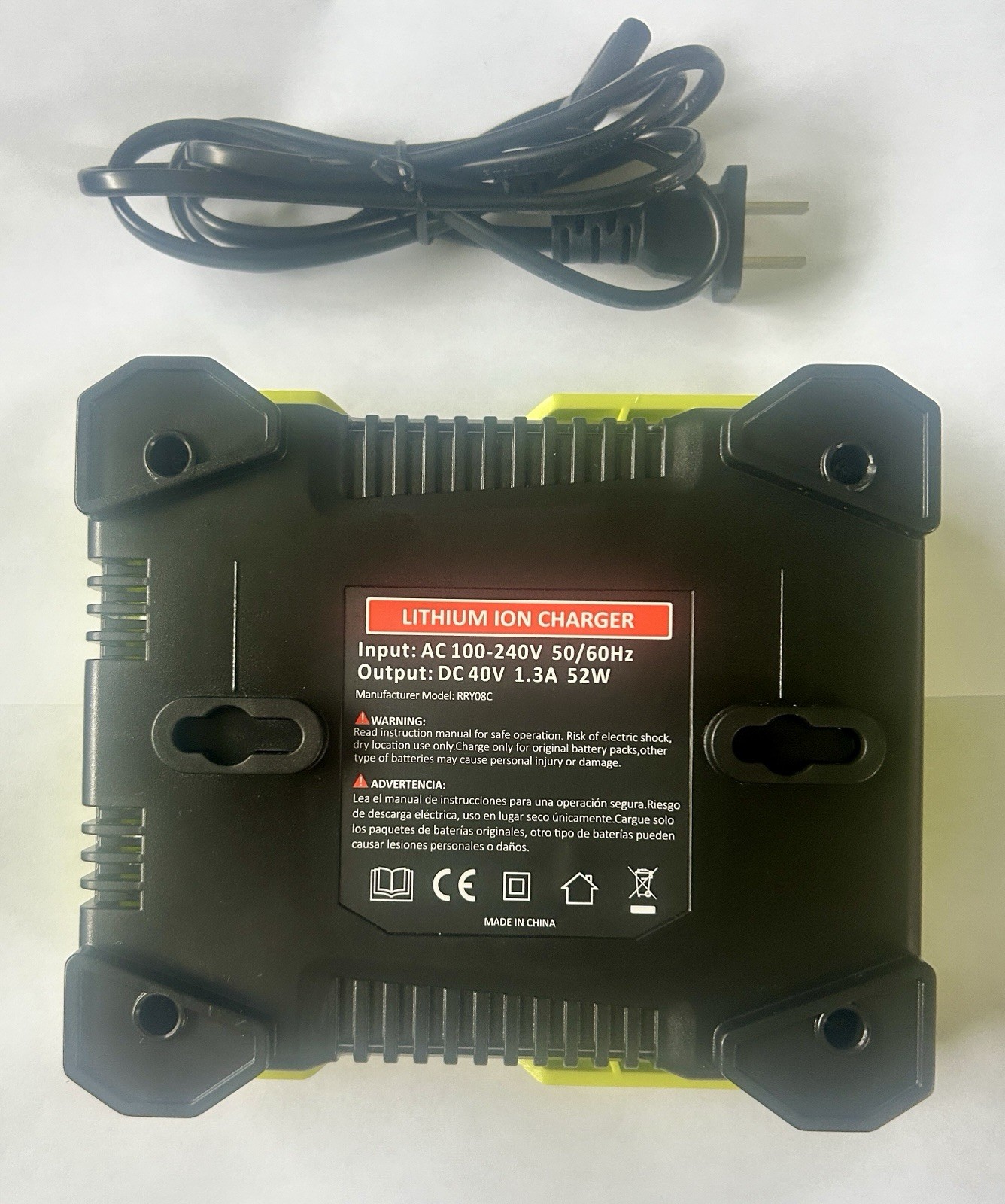 Ryobi 40V Lithium-Ion Battery Charger RY908C Green Charges