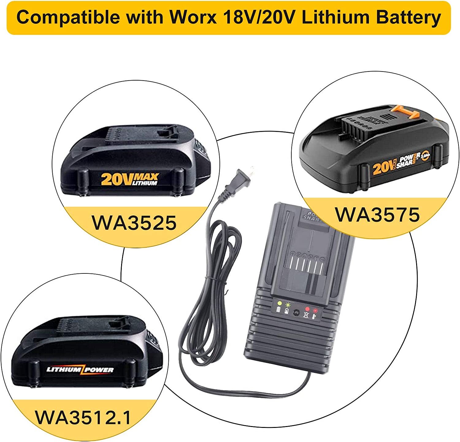 6.0Ah For WORX WA3520 20V MAX Extend Lithium Ion Battery / Charger WA3525 WA3575