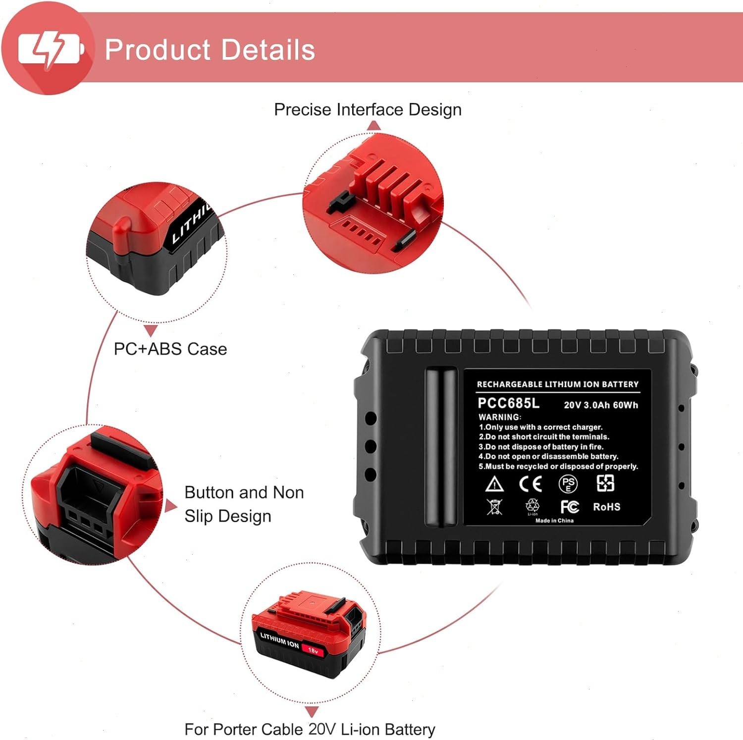 2PACK for PORTER CABLE 20V 20 Volt Lithium Battery / Charger Max PCC680L PCC685L