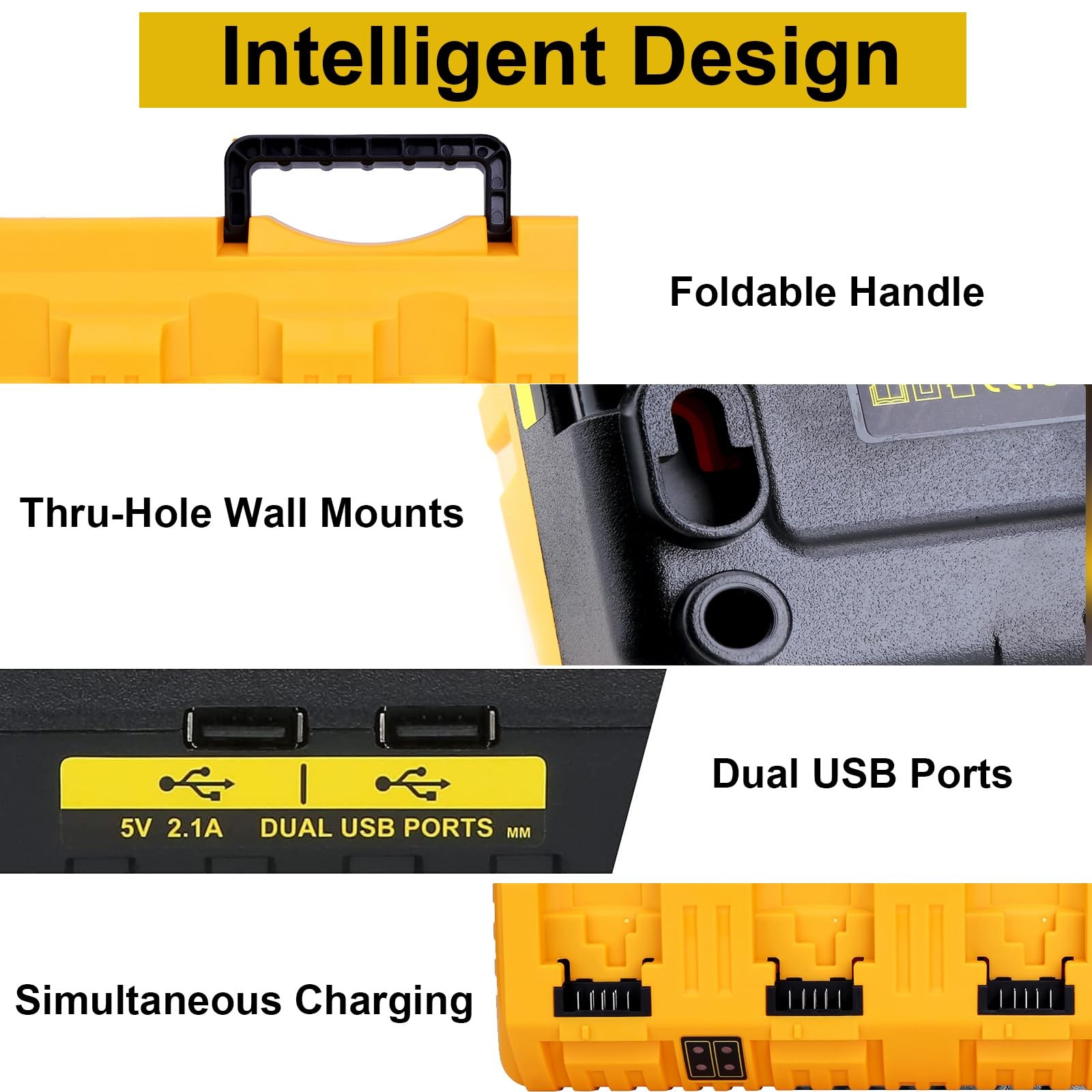 4-Ports Rapid Charger Replacement for Dewalt 12V 20V Max DCB104 Battery Charger