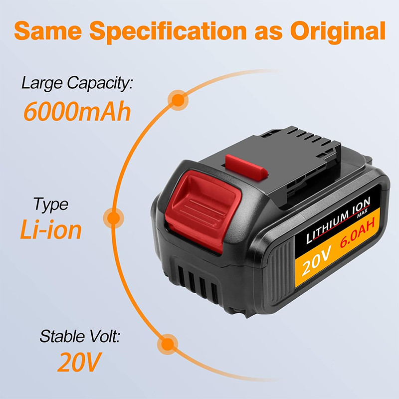 2PACK Battery pack for DeWalt 20V 20 Volt 6.0AH MAX XR DCB206-2 DCB205-2