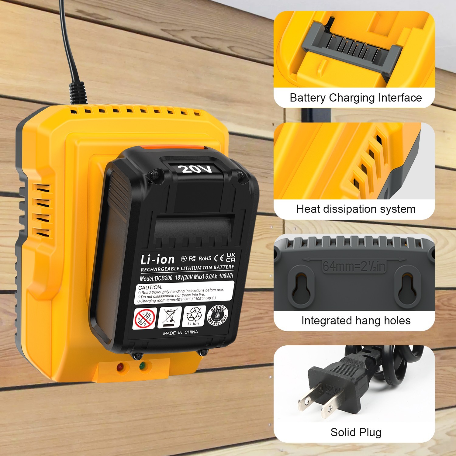 DCB112 20V MAX Battery Charger Replacement for Dewalt Battery Charger