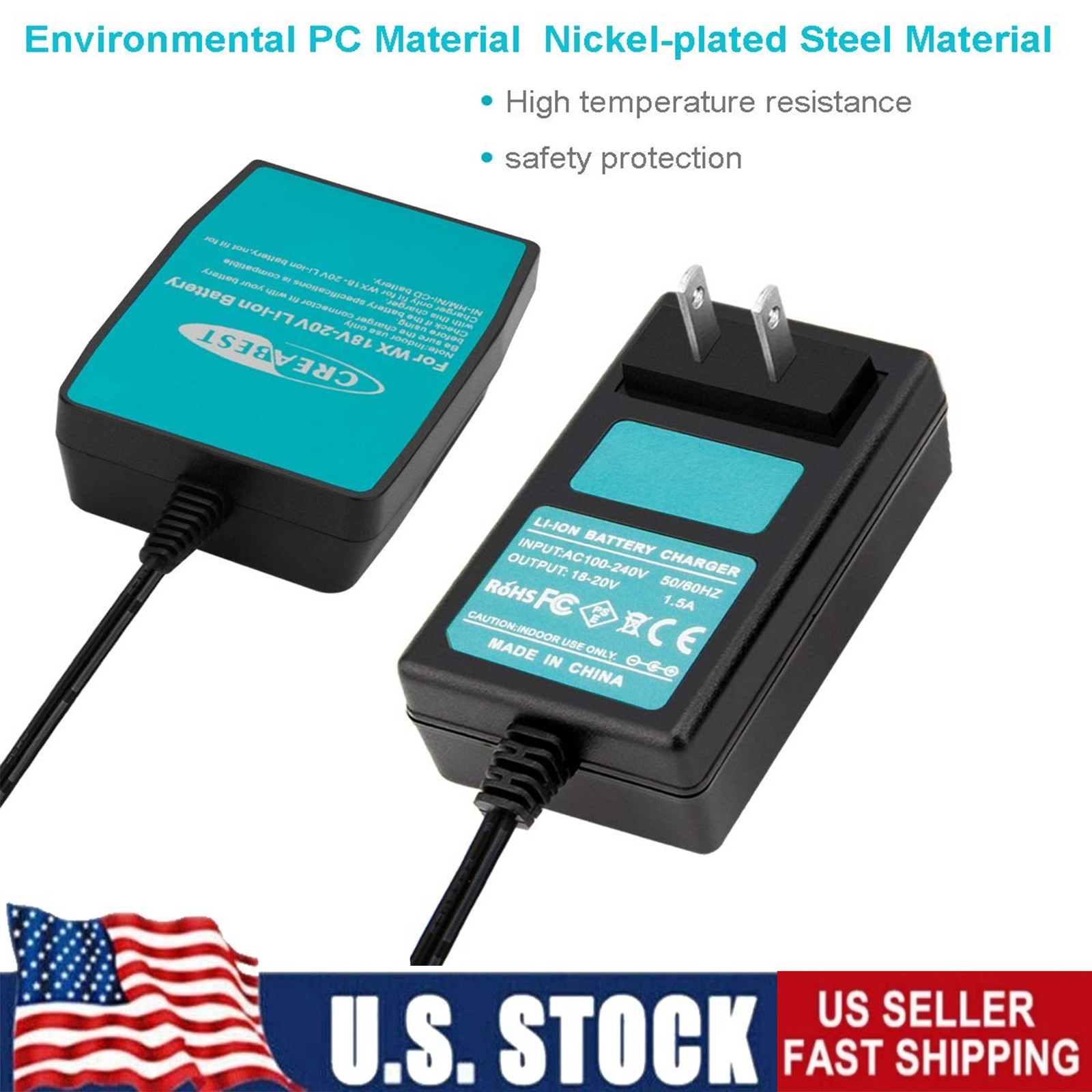 18V Li-ion Charger For Worx WA3512 WA3512.1 Rockwell WA3525 WA3520 WG151 Battery