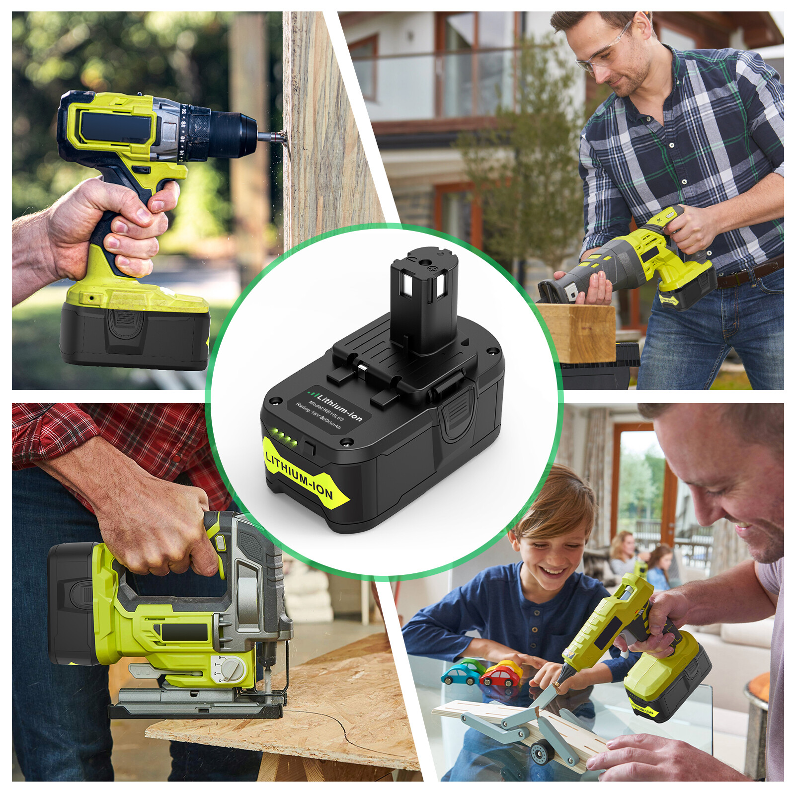 8.0Ah For RYOBI P108 18V Lithium-Ion High Capacity Battery 18 Volt For One Plus