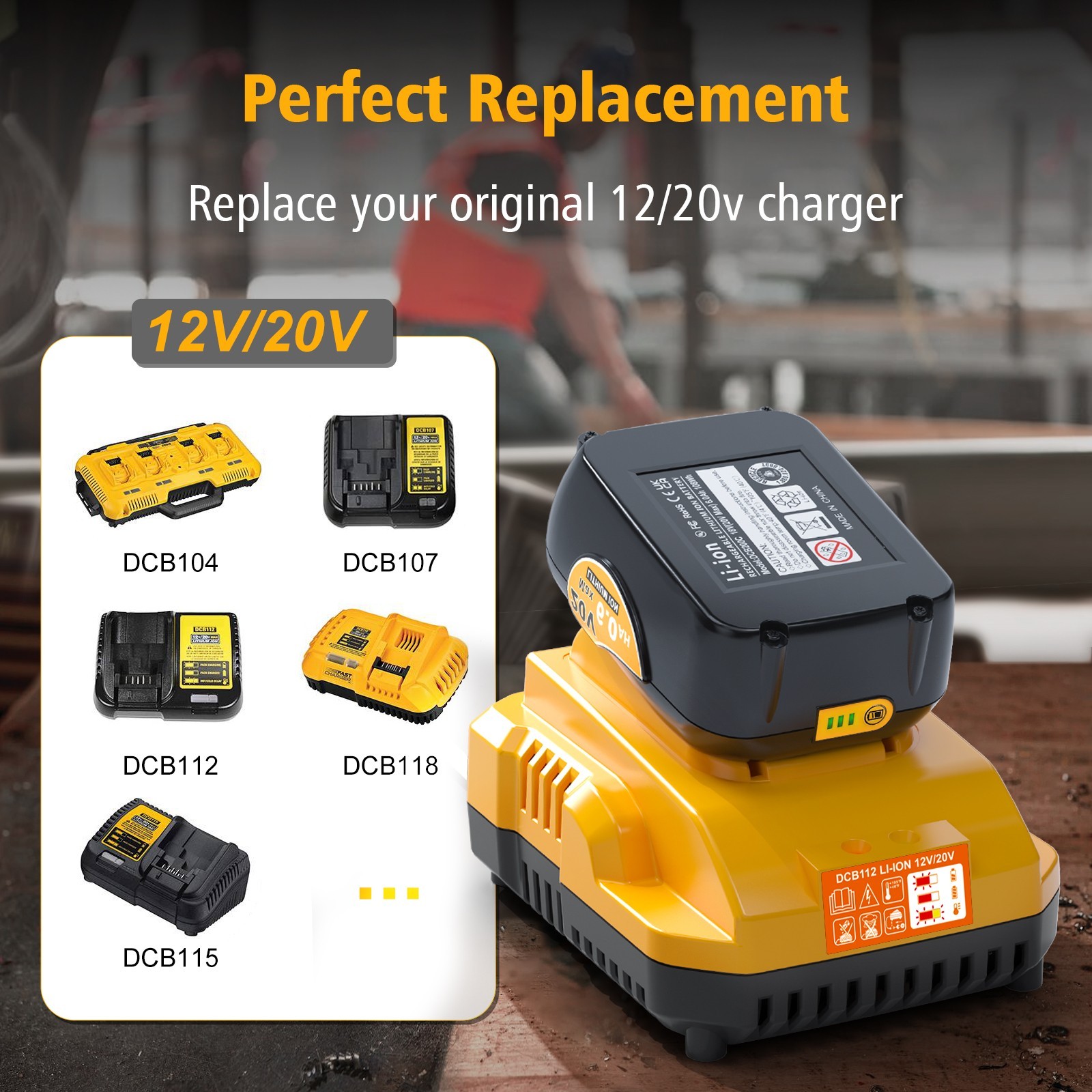 DCB112 20V MAX Battery Charger Replacement for Dewalt Battery Charger