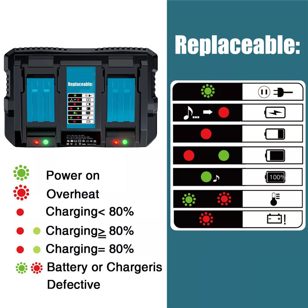 DC18RC Dual port charger For Makita 18V BL1830 BL1860 BL1840 LXT charger