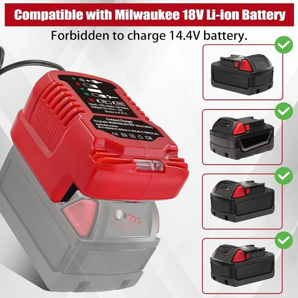 Mini Car Charger for Milwaukee 18V Li-ion Battery Portable Use on Car Cigarette