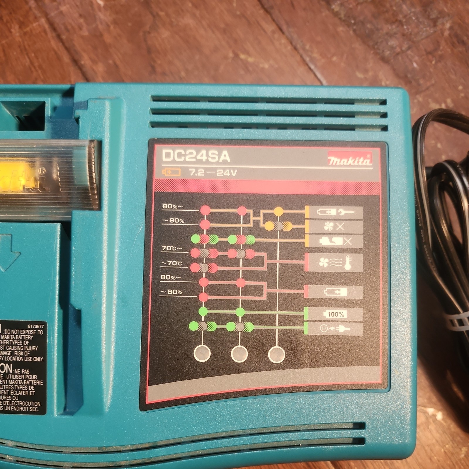 Makita High Capacity Battery Charger DC24SA 7.2-24V Nice Shape 120V 135W 50-60Hz