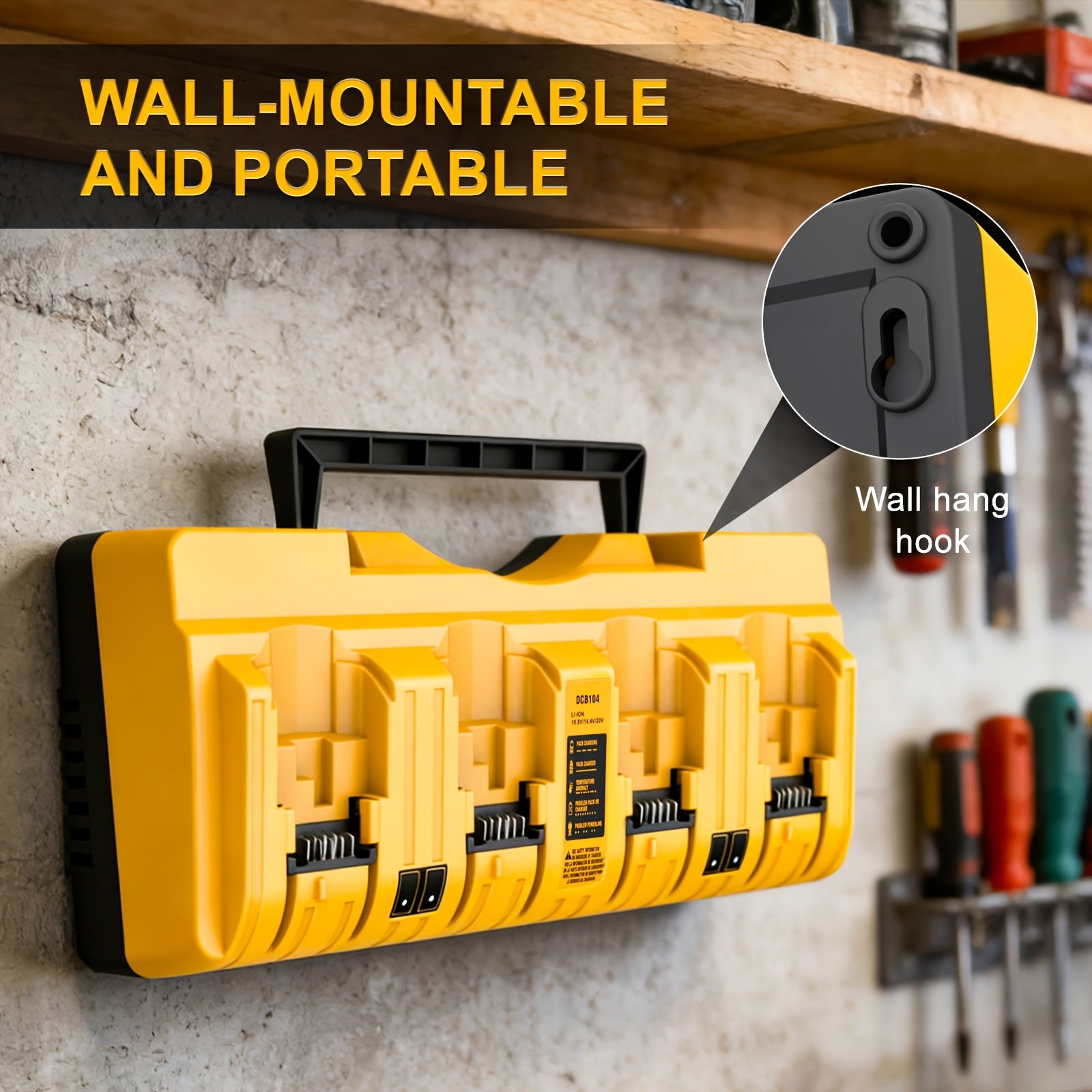 DCB104 Charger for Dewalt 20V Max Battery 4-Port Fast Charging Station