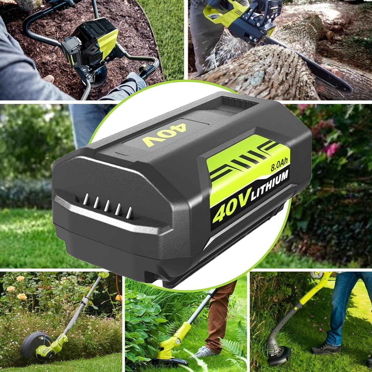 2-1pack 8.0Ah For Ryobi 40V High Capacity Battery OP4060 OP40602 OP40401 OP4050
