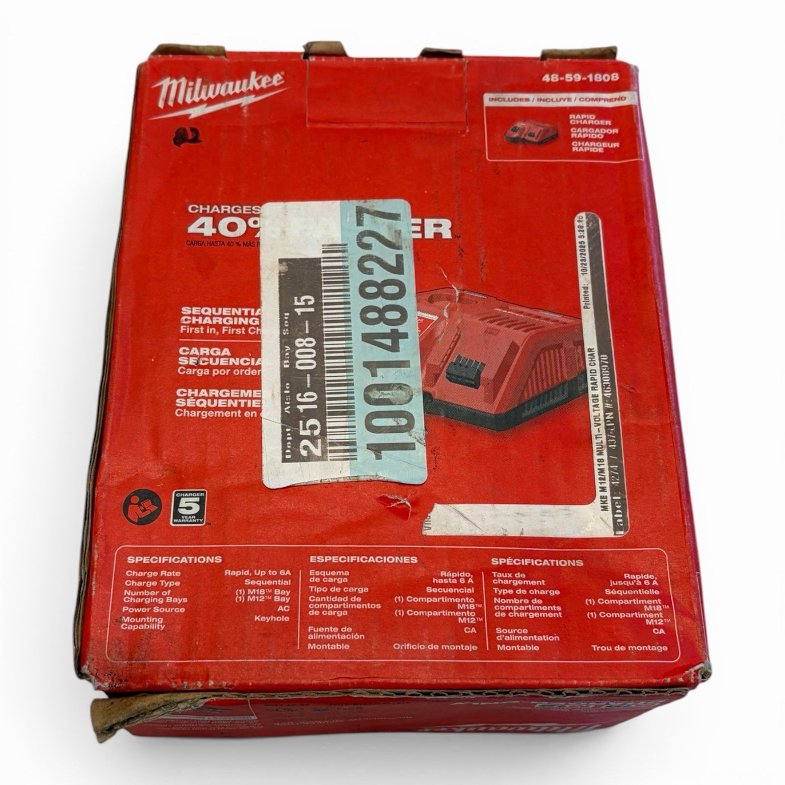 Milwaukee 48-59-1808 M12 M18 Multi-Voltage Rapid Battery Charger NEW
