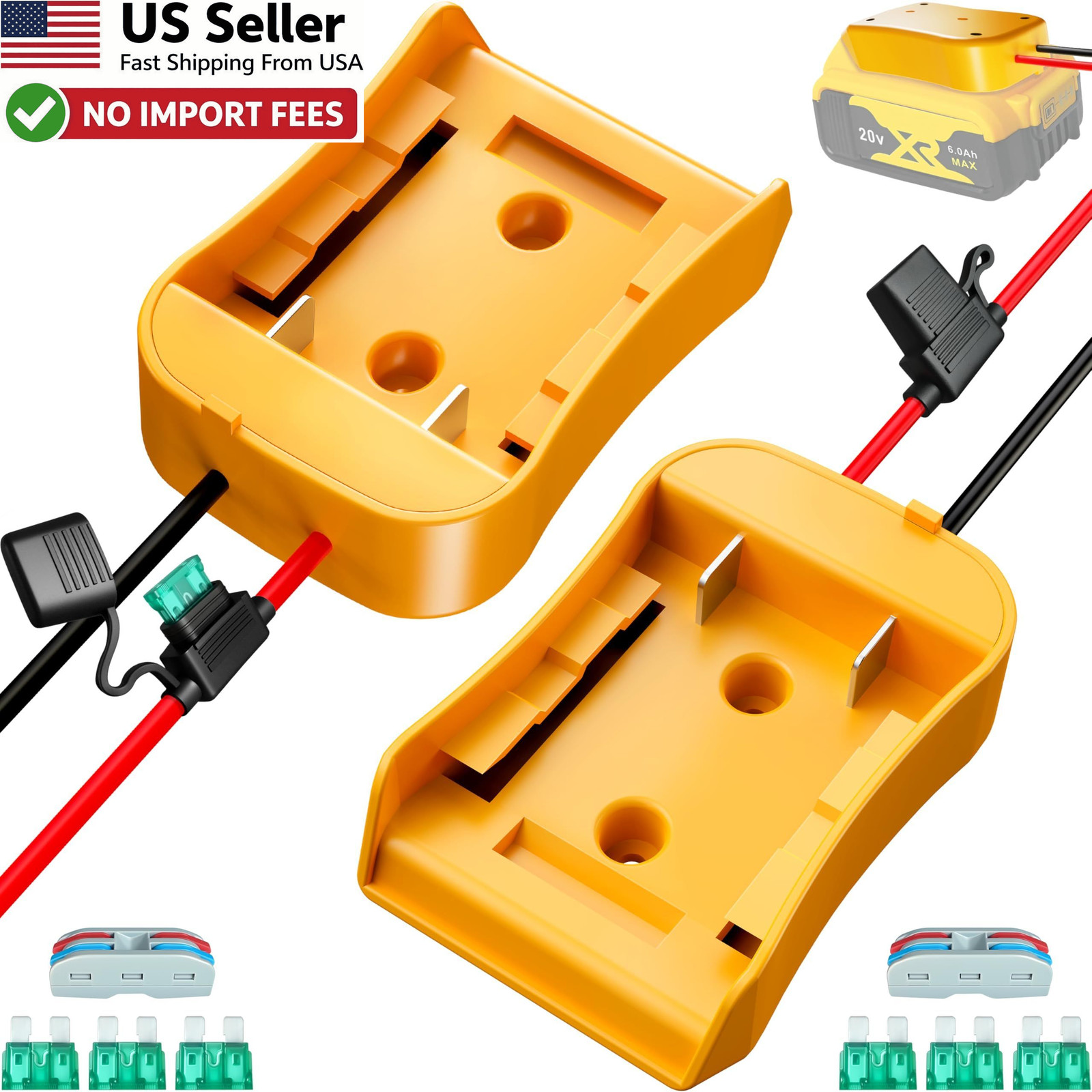 2 Packs for Dewalt 20V Battery Adapter for Power Wheels Conversion Kit 12AWG