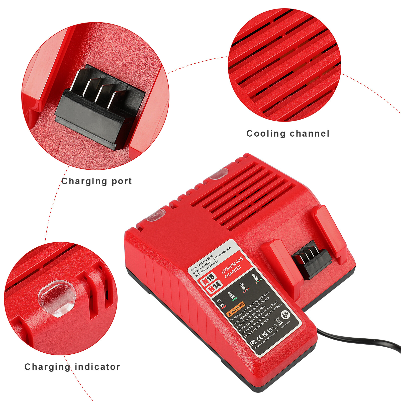For Milwaukee for M18 18V Battery Charger 48-59-1812 Lithium 1860 48-11-1860 USA