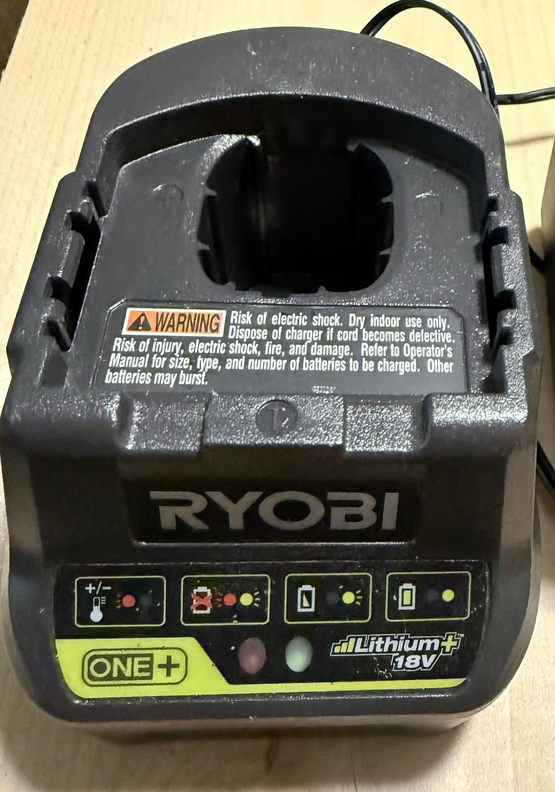 Ryobi 18V ONE+ P118B Lithium-Ion Battery Charger – Works *Battery Not Included*