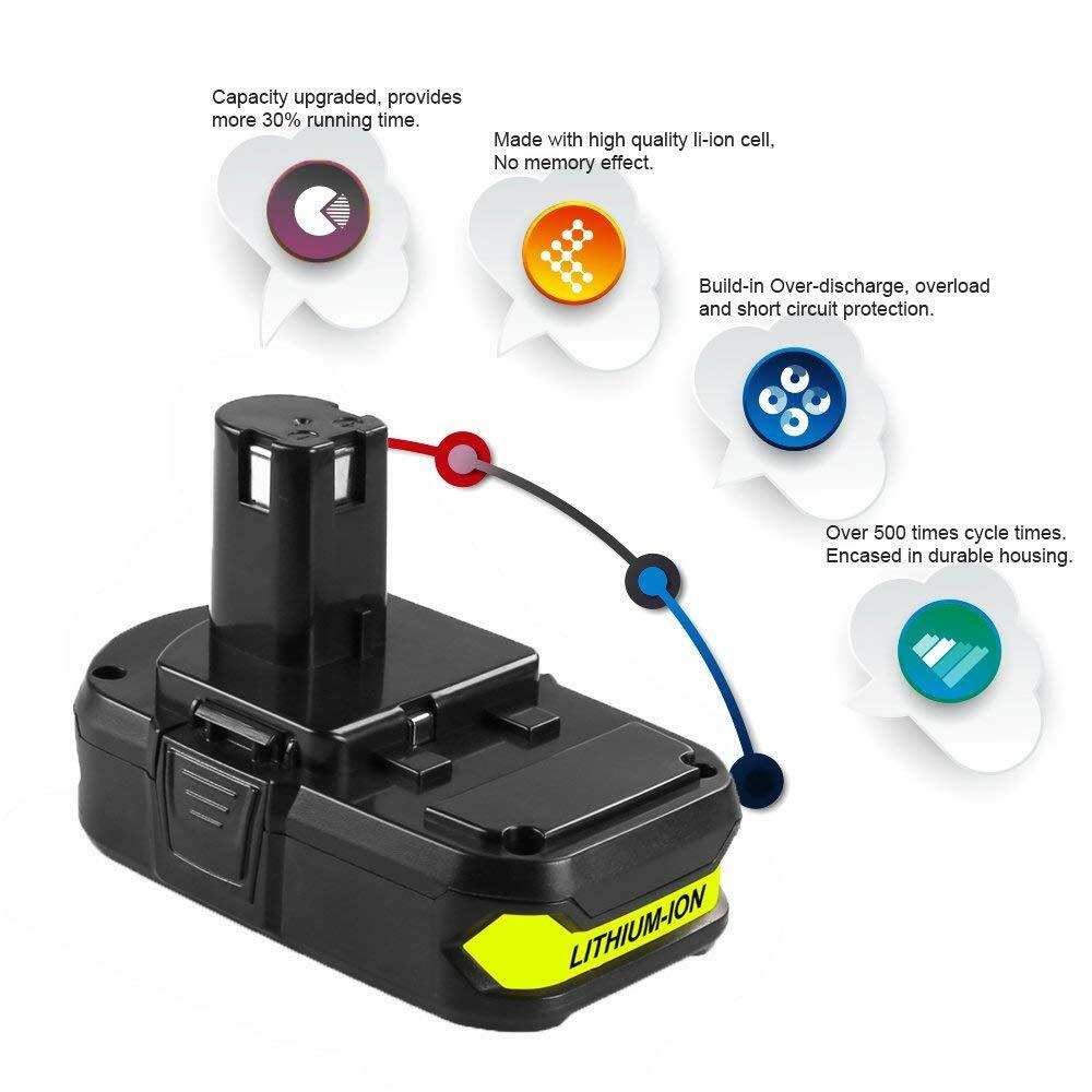For RYOBI P108 18V One Plus High Capacity Battery Lithium-Ion Battery p105 p102