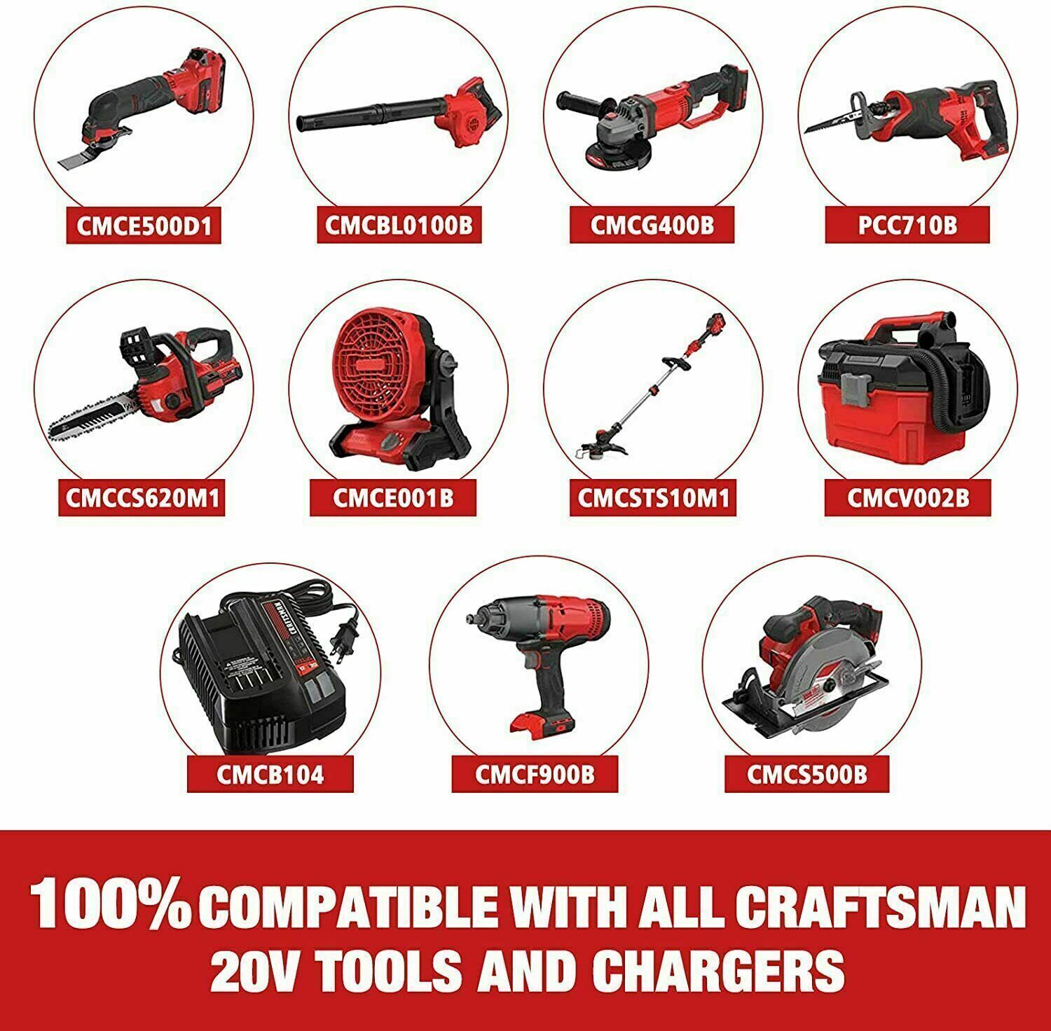 2set 20Volt Max 3Ah For Craftsman V20 Li-Ion Battery CMCB206 CMCB204 CMCB202 NEW
