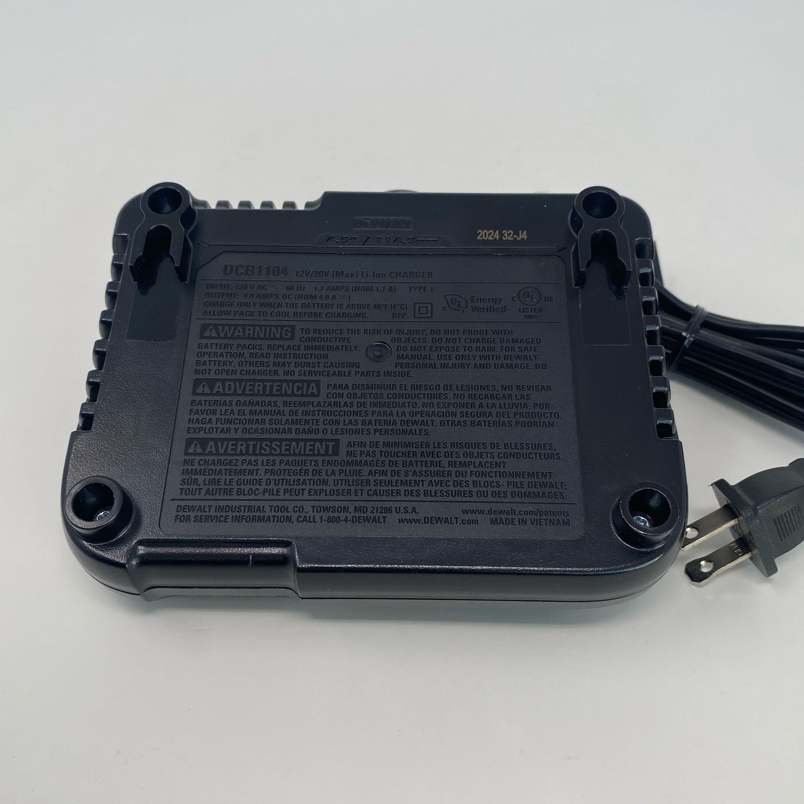 DEWALT DCB1104 12V/20V MAX 4A Battery Charger – Black