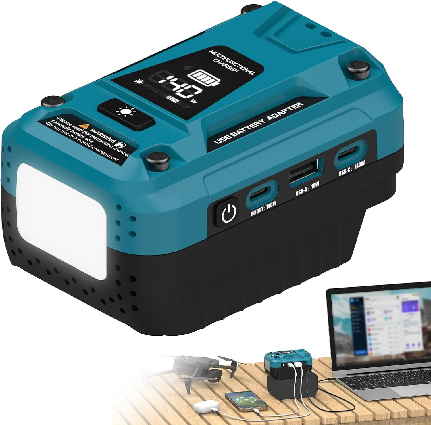 140W PD3.1 Battery Charger Adapter, Compatible with Makita 18V Battery | Support