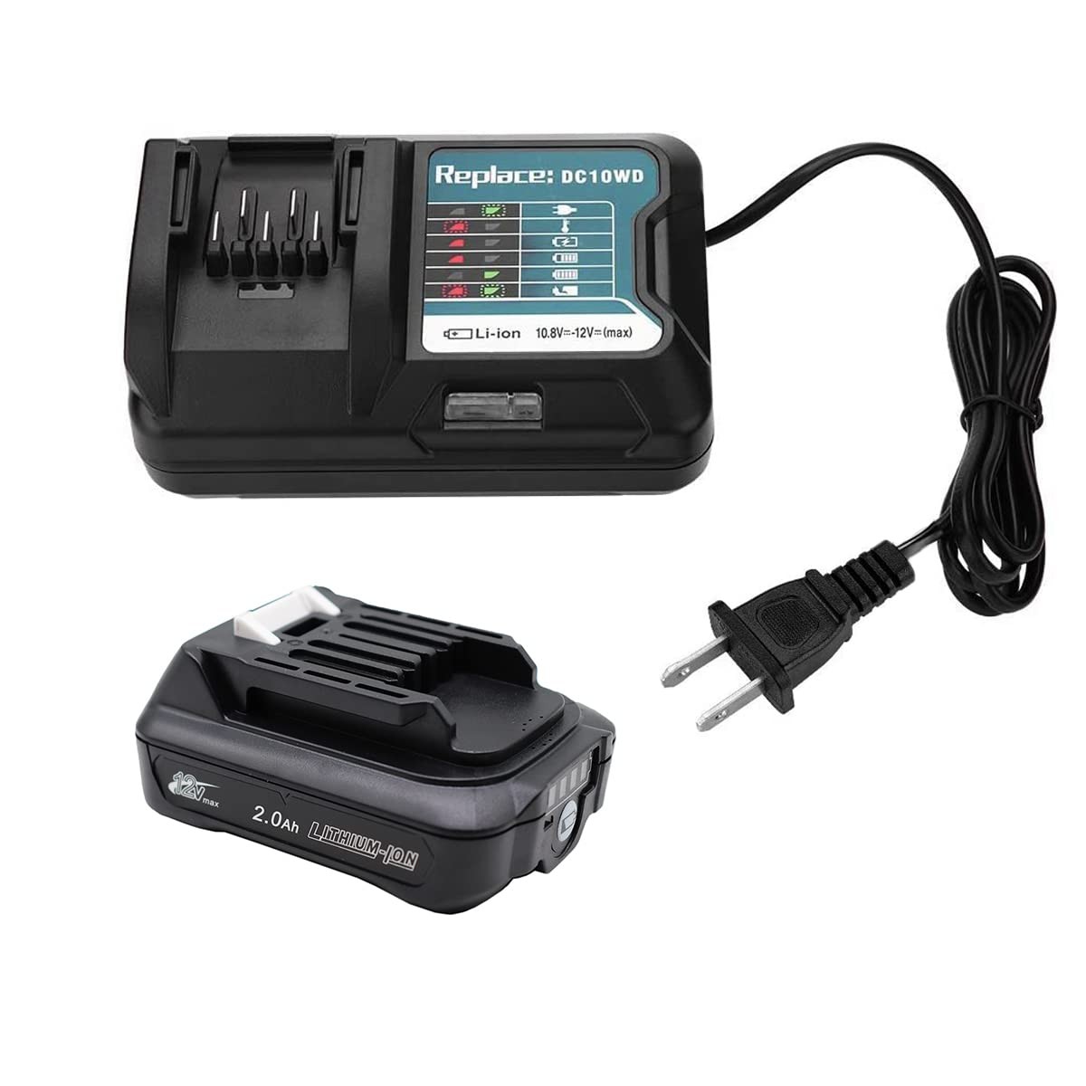 Qczred 2X 12V 2.0 Ah Bl1021B Battery Dc10Wd Charger Replace For Makita Bl1016