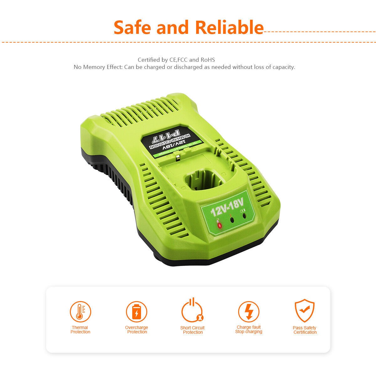 P117 Battery Fast Charger for Ryobi 18V ONE Battery P102 P108 P189 P197 P105