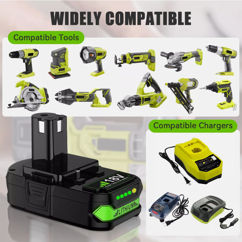 For RYOBI P108 18V High Capacity Battery Lithium-Ion 3.6Ah 5.0Ah 6.0Ah 7.0 9.0Ah