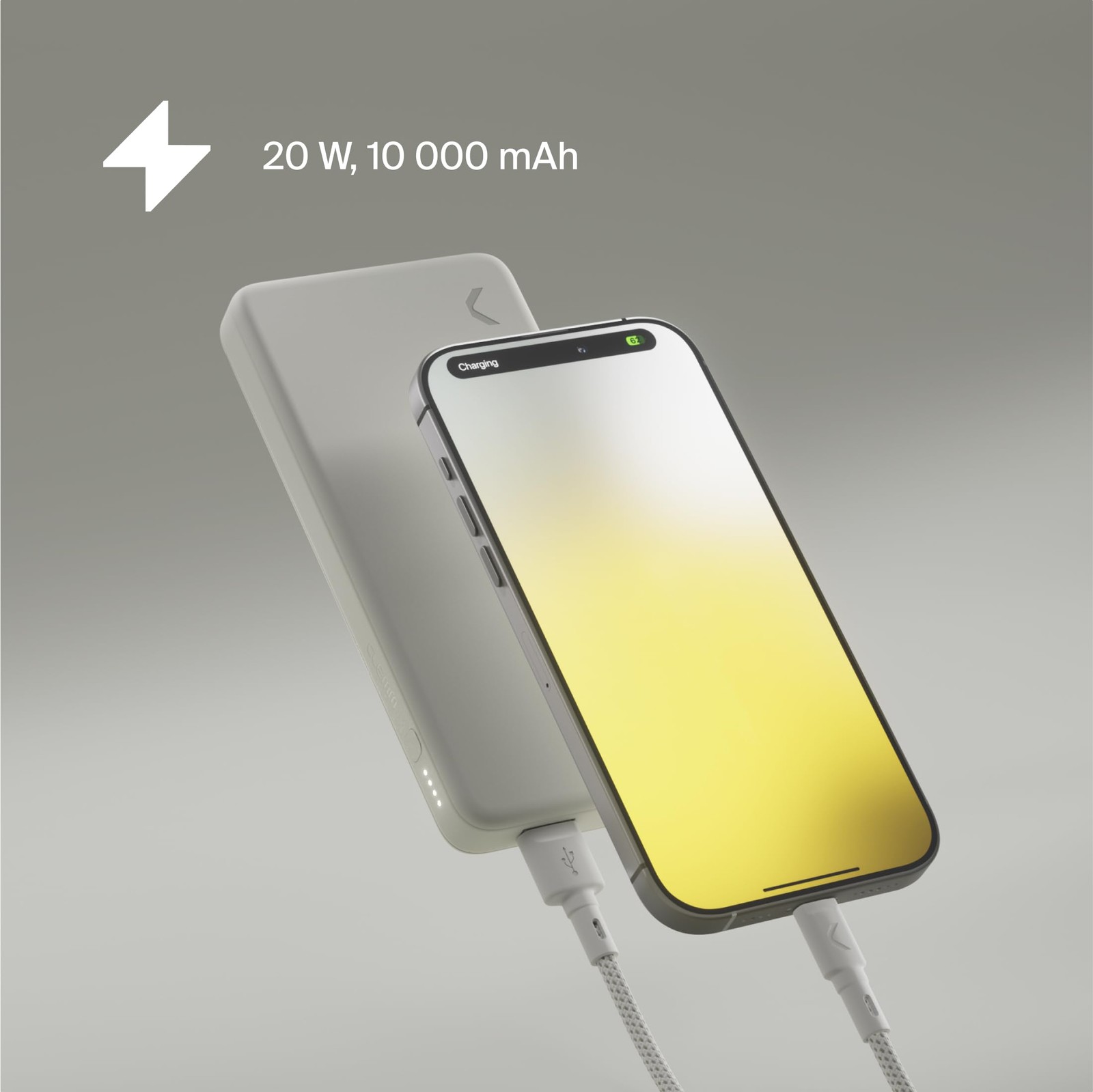 Clemm Portable Charger 10000Mah Dual Port Usb-A Usb-C Ivory