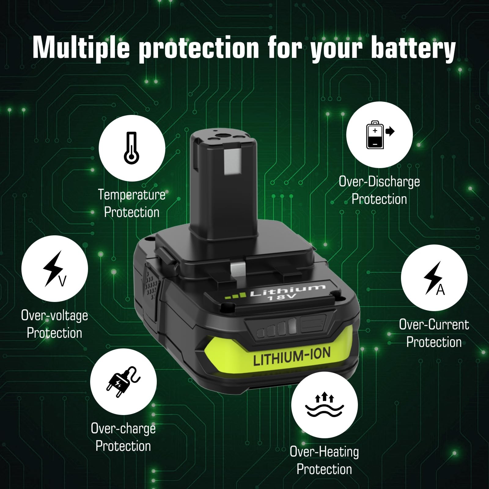 Ryobi 18V 3.6Ah Replacement Battery P102 P103 P104 P105 P107 P108 P109 P190 Lith