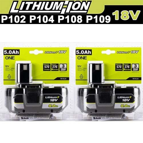 2PACK 5.0Ah 18V Lithium-Ion For RYOBI P108 P107 One Plus High Capacity Battery