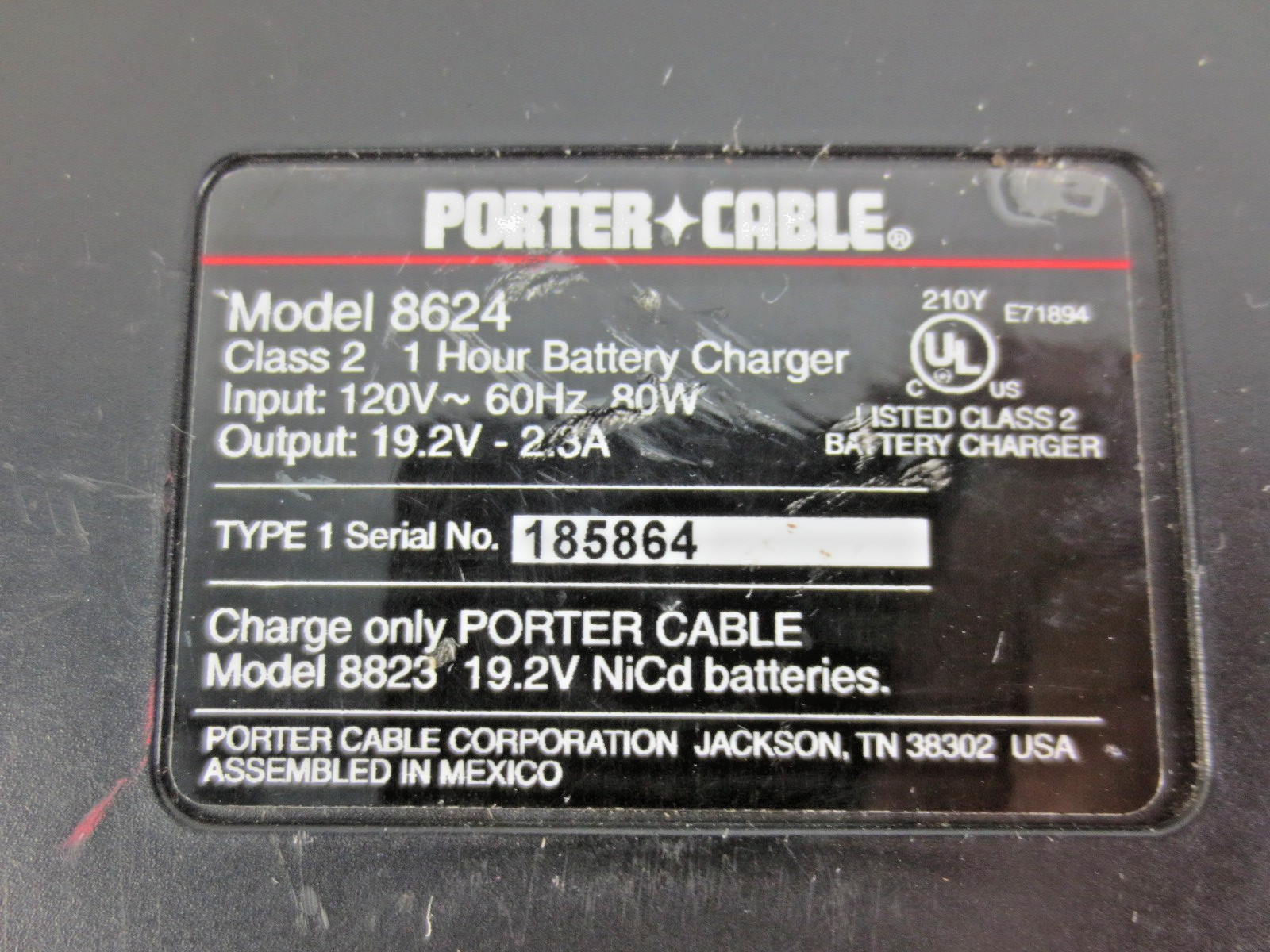 Porter Cable 1 Hour 19.2V Charger Model 8624 for 19.2 Volt Batteries Tested OEM