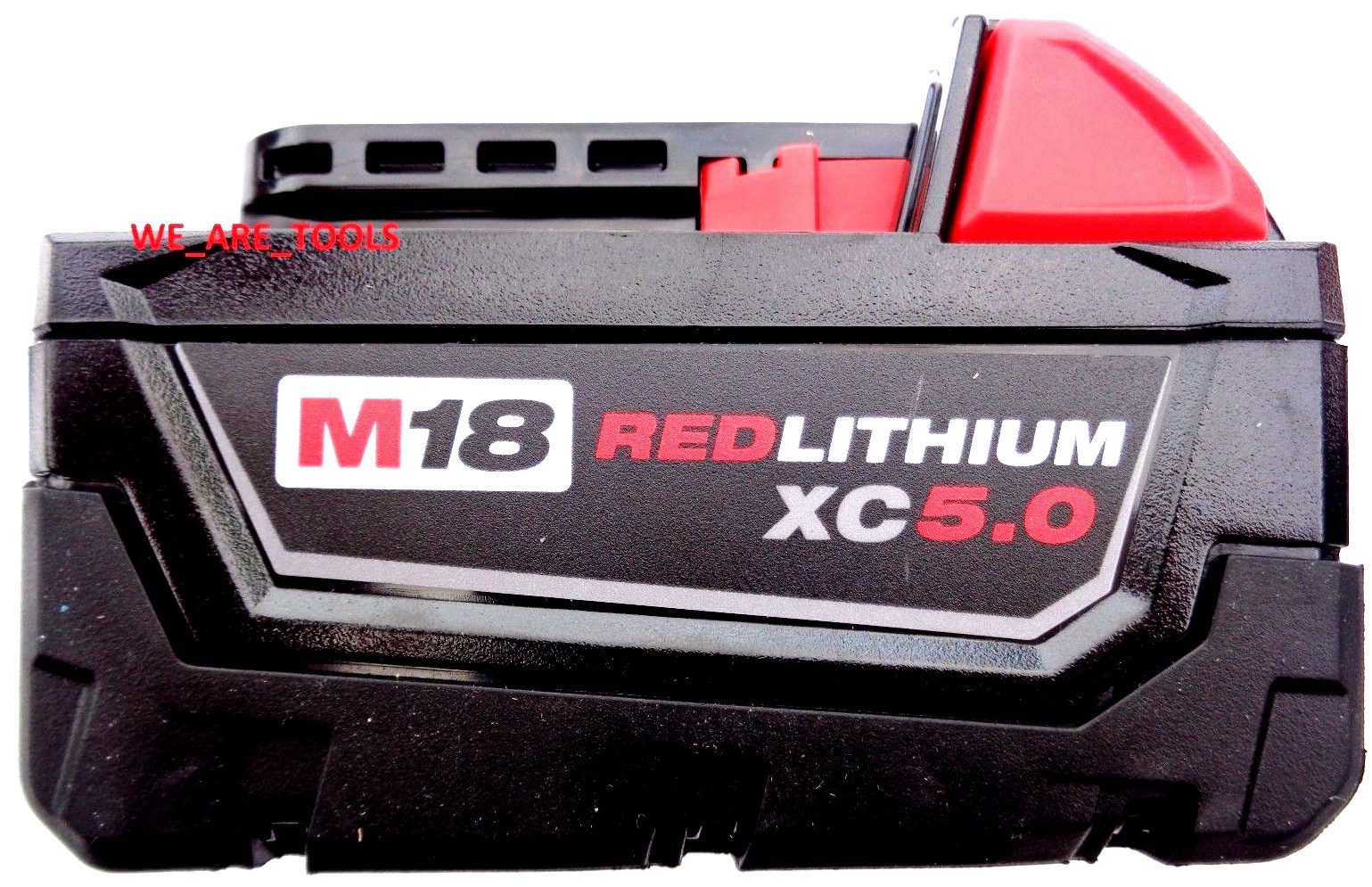 (5) New 18V Milwaukee 48-11-1850 5.0 AH Batteries, (1) Charger, M18 18 Volt Red