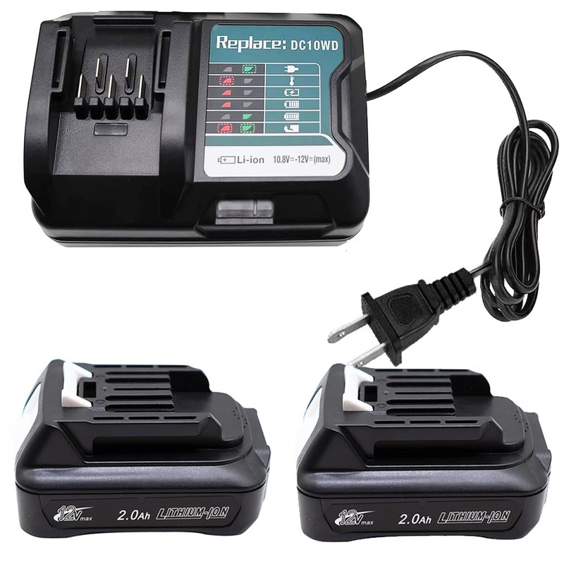 Qczred 2X 12V 2.0 Ah Bl1021B Battery Dc10Wd Charger Replace For Makita Bl1016