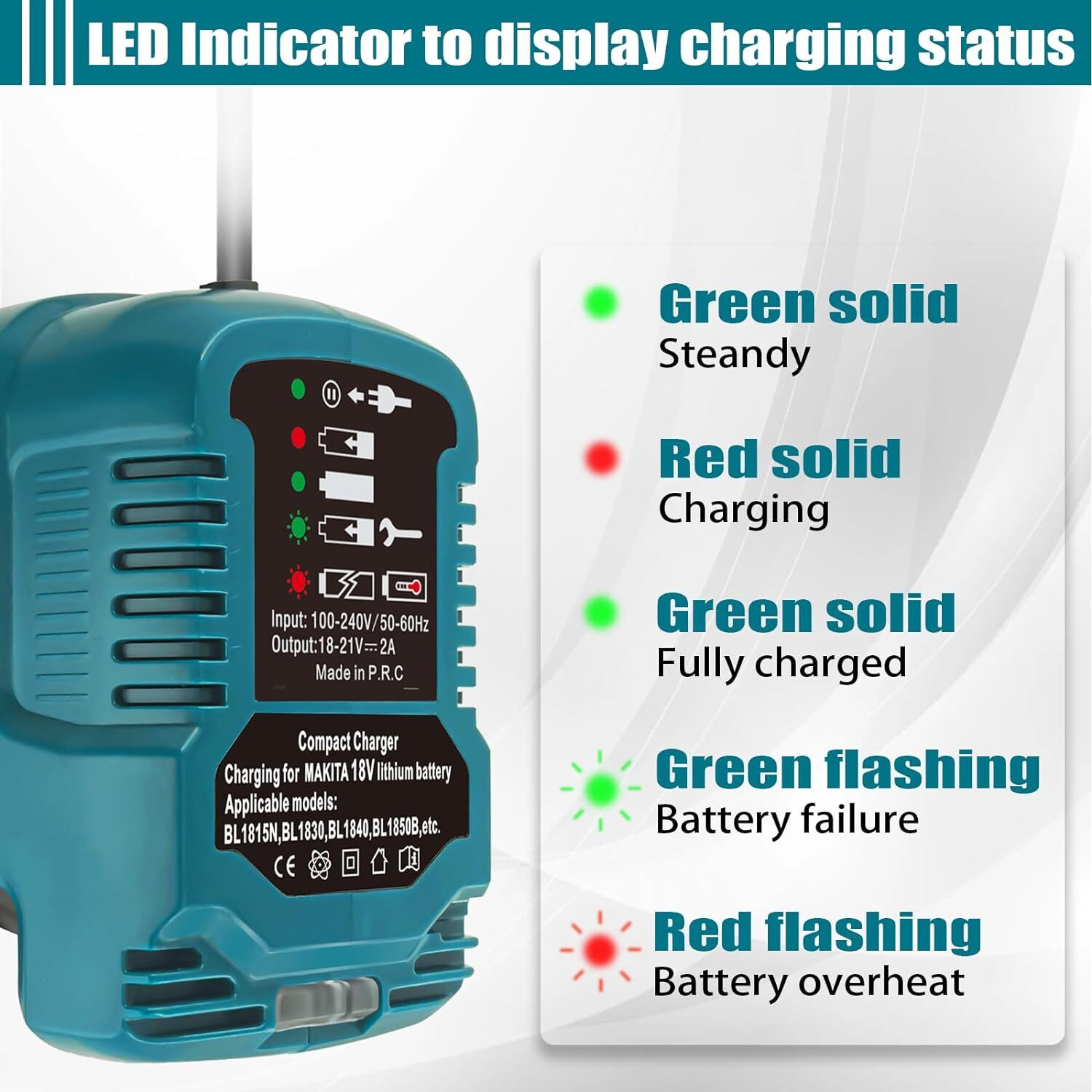 Battery Charger Fast Charger for Makita 18V BL1850 BL1840B BL1820 BL1815 BL1860