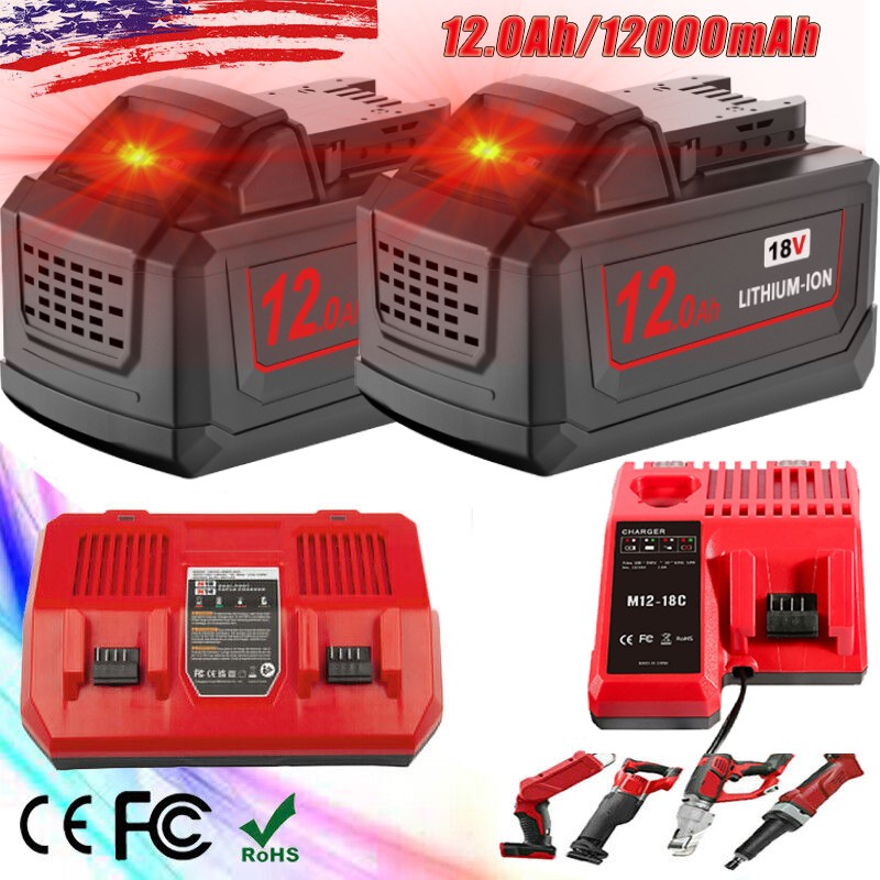 For Milwaukee For M18 8.0-12.0Ah Extended Lithium-ion Battery 48-11-1880/Charger