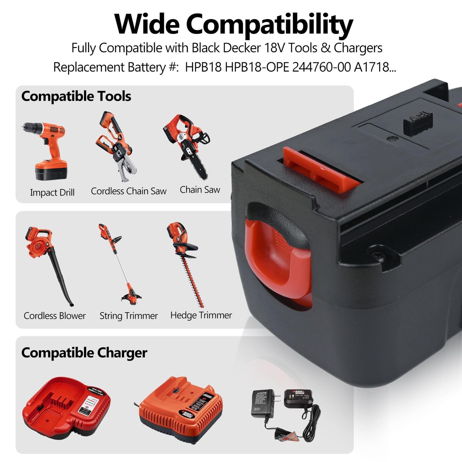Xeanerol 18V 7.0Ah Hpb18 Lithium Battery Replacement For Black And Decker 18V