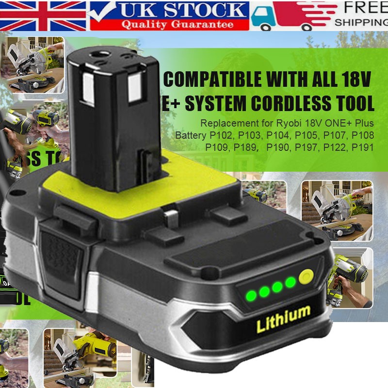 3.8AH For RYOBI P108 18V High Capacity 3.0Ah Battery 18V Lithium-Ion One Plus