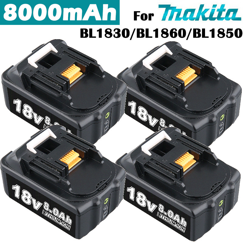 4PCS 8.0Ah Rechargeable Battery For 18V LXT Li-Ion BL1840 BL1830 BL1850 BL1860
