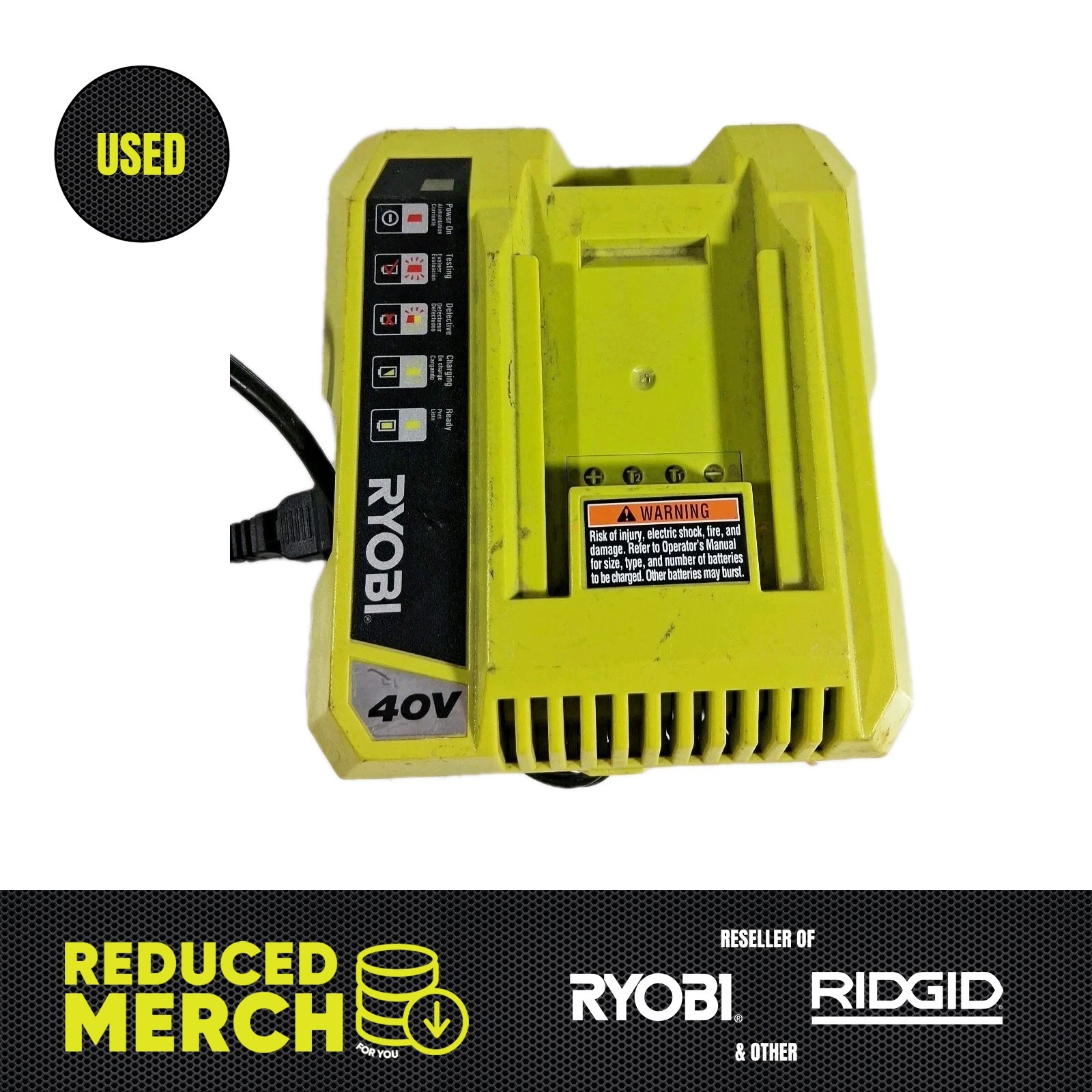 Ryobi 40V Slim Compact Lithium-Ion Battery Charger OP401 O