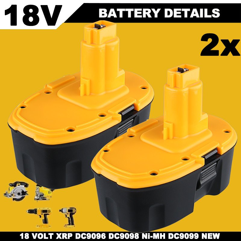 (2PACK) 18V For Dewalt 18 VOLT 5.0Ah DC9096 DC9098 Ni-MH Battery DC9099 Replace
