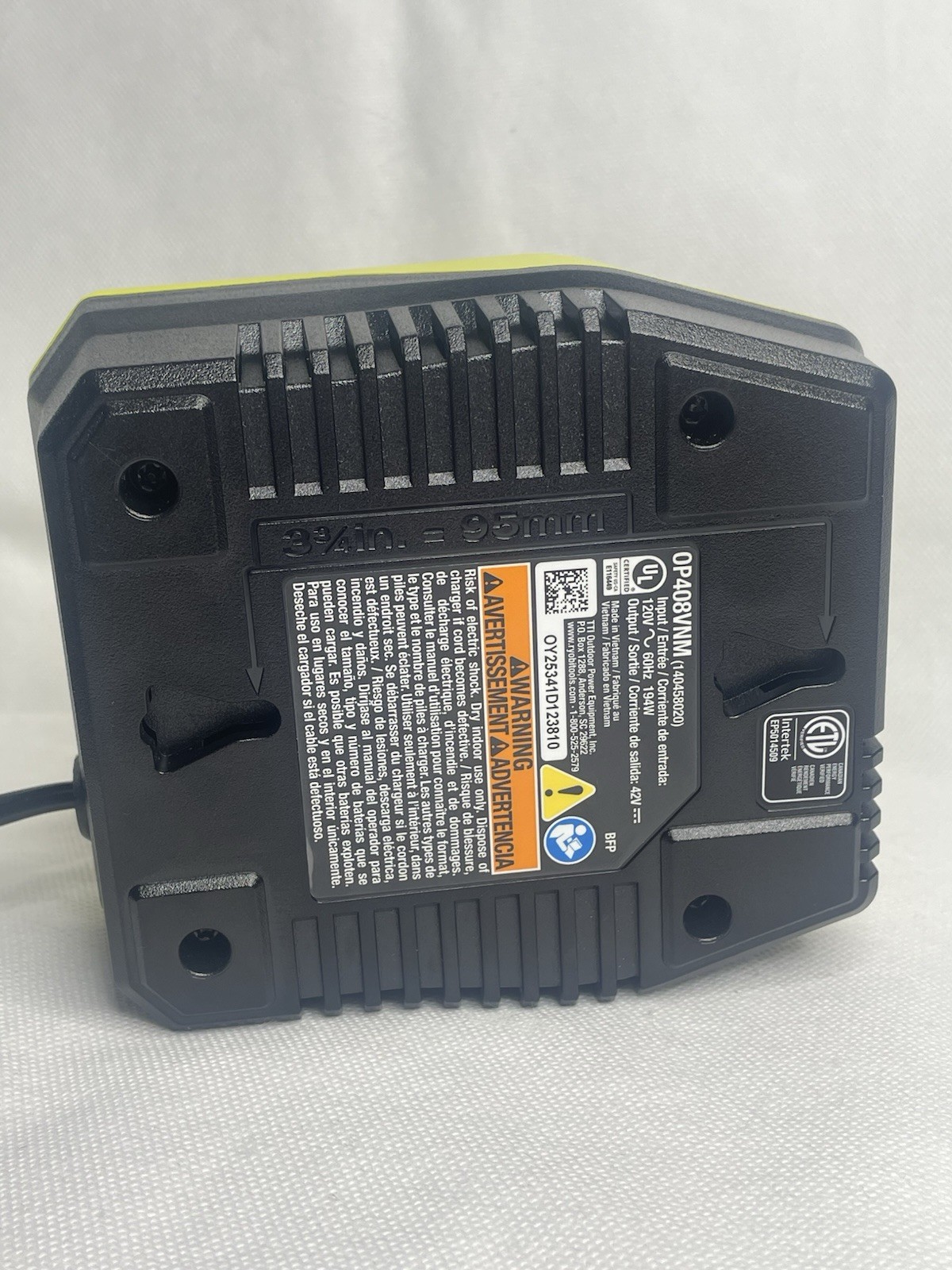 RYOBI 40V Lithium-Ion Fast Charger 3 3/4 Compatible Lime Green OP408VNM