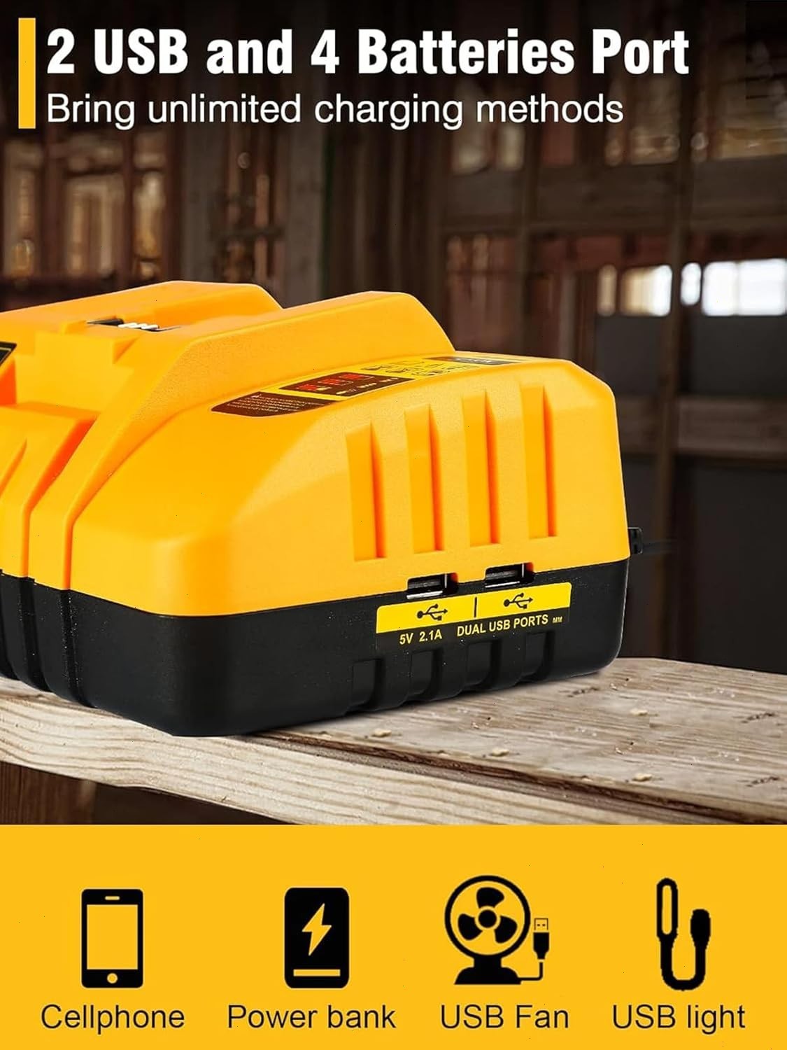 For Genuine DEWALT 4-Port DCB104 Fast Charger 12V/20V Lithium DCB184 XR Battery